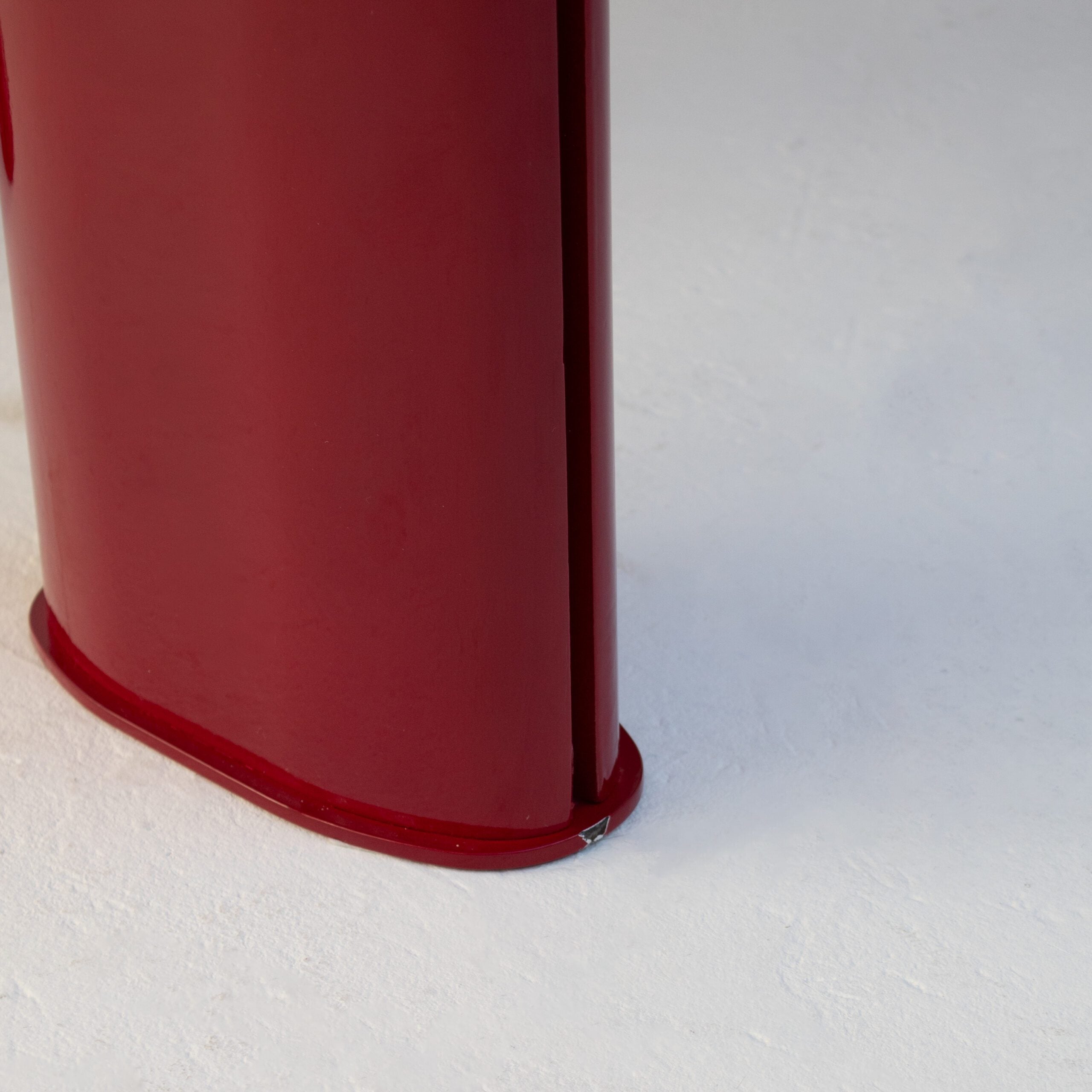 Red Lacquered Dining Table in Wood and Metal