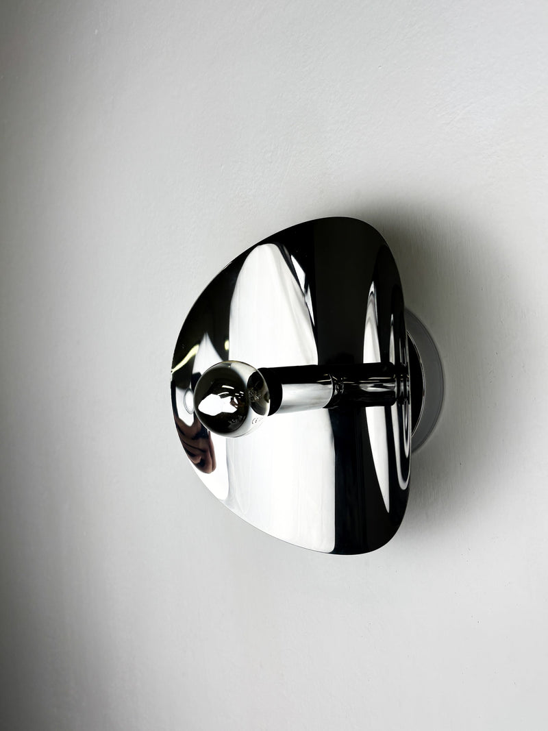 Folio Sconce, Chromed Metal, Italy, 1970s — top view highlighting reflective surface