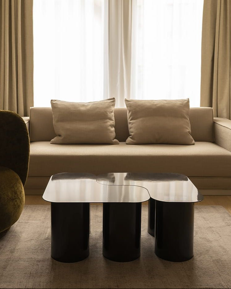 Coffe Table Object069 — close-up of black glass surface in living room
