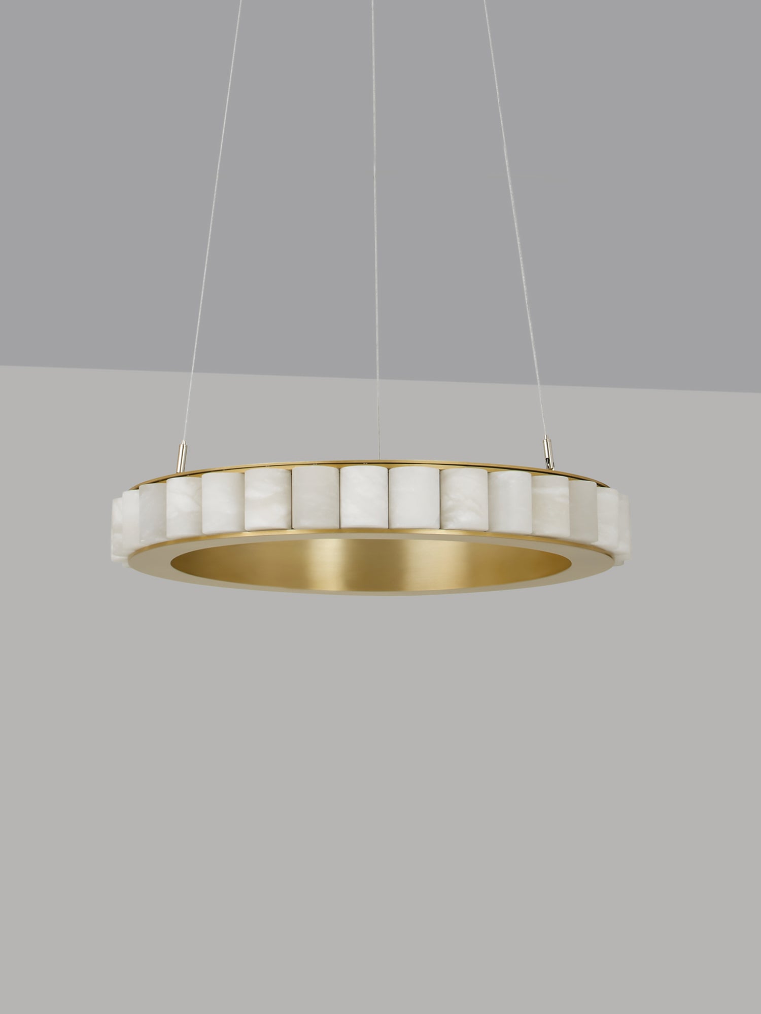 AVALON Chandelier Medium With Ceiling Rose — overhead view against gray wall