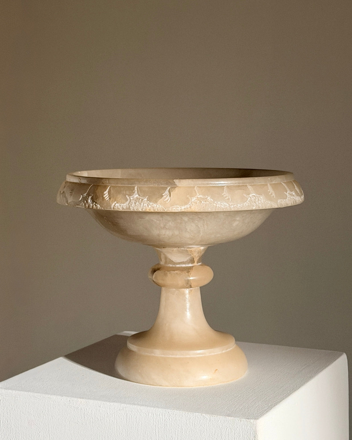 Large Art Deco alabaster bowl, France, circa 1930 — lifestyle setting