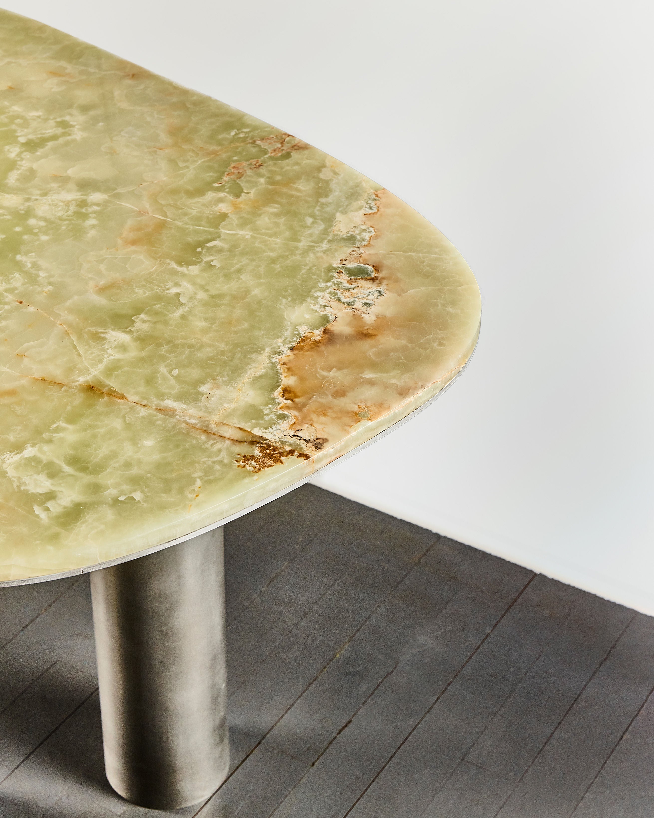 Oni Desk in Green Onyx — side angle