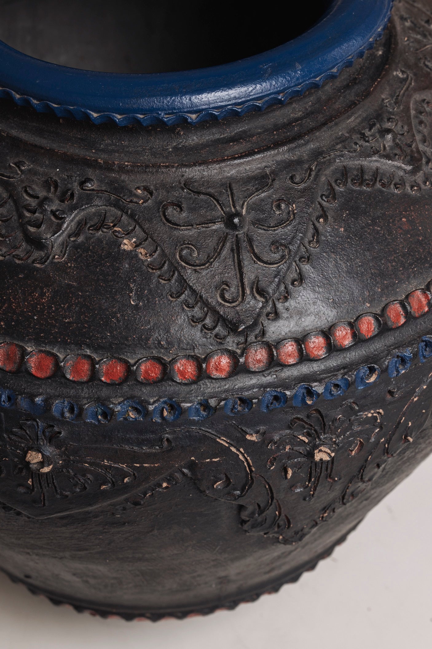 Monumental Ceramic Vase from French, 1950s — back view highlighting textured black surface