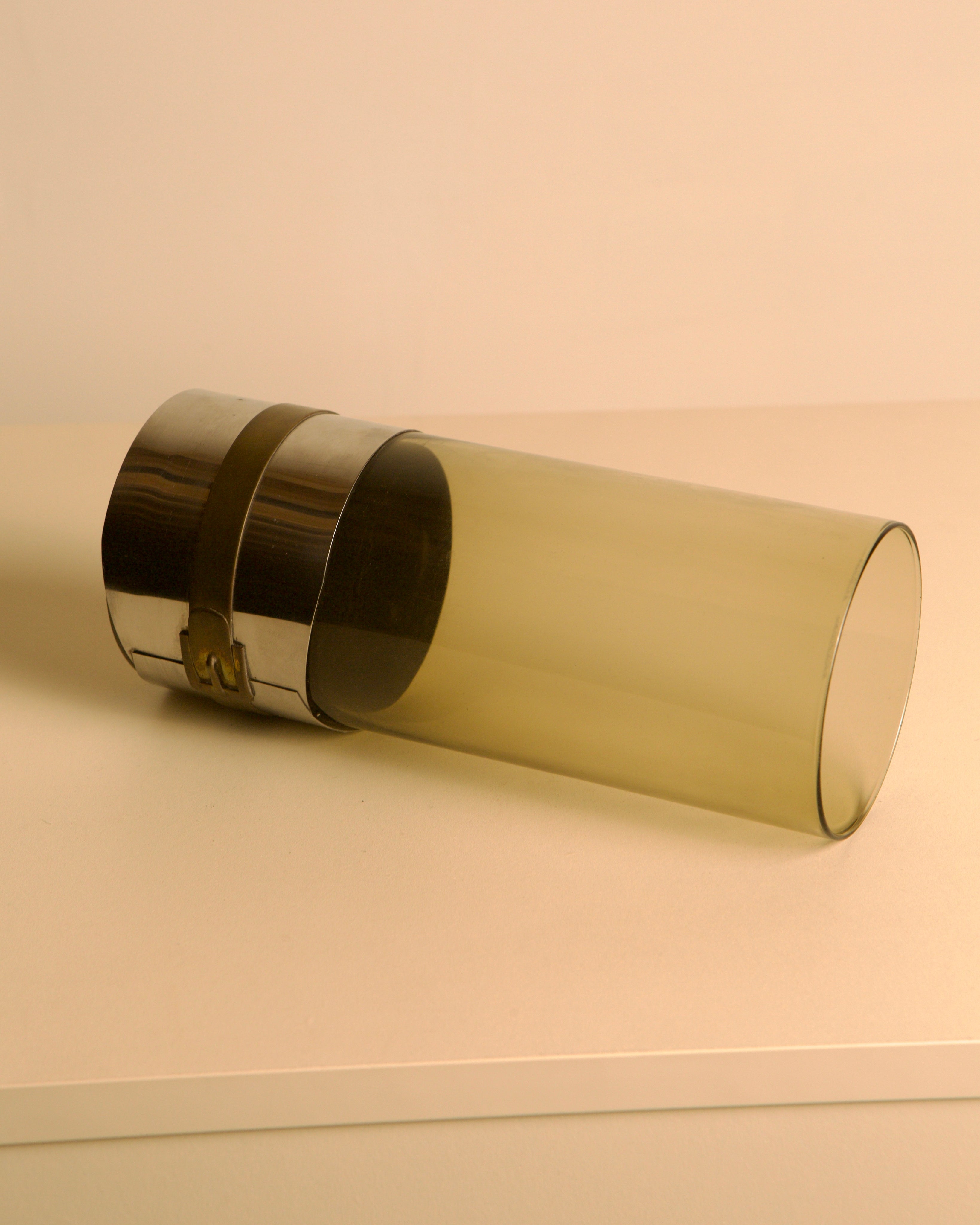 Italian Smoked Glass Vase, 1960s — top view on neutral surface