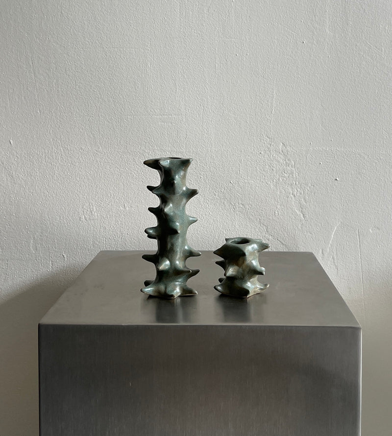 Spiky Candle Holder Green by 2222Studio | The Oblist — handcrafted ceramic, green color
