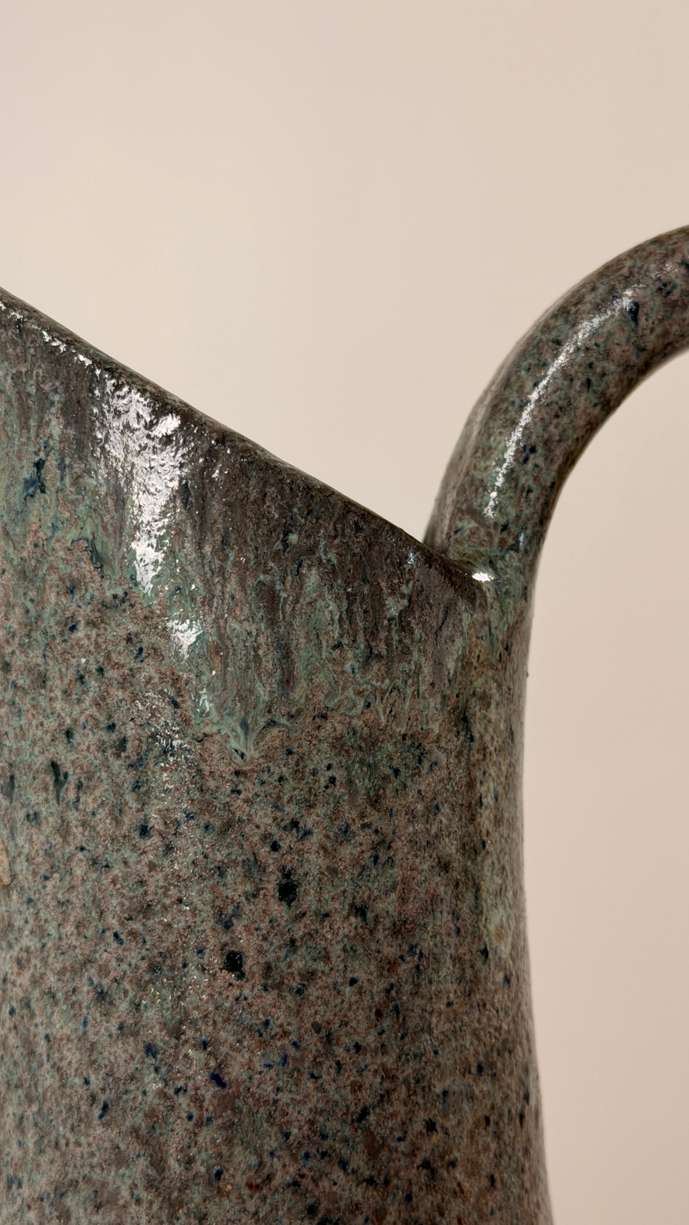 Ceramic Pitcher by Potiers d'Accolay, France, circa 1960 — close-up of textured ceramic surface