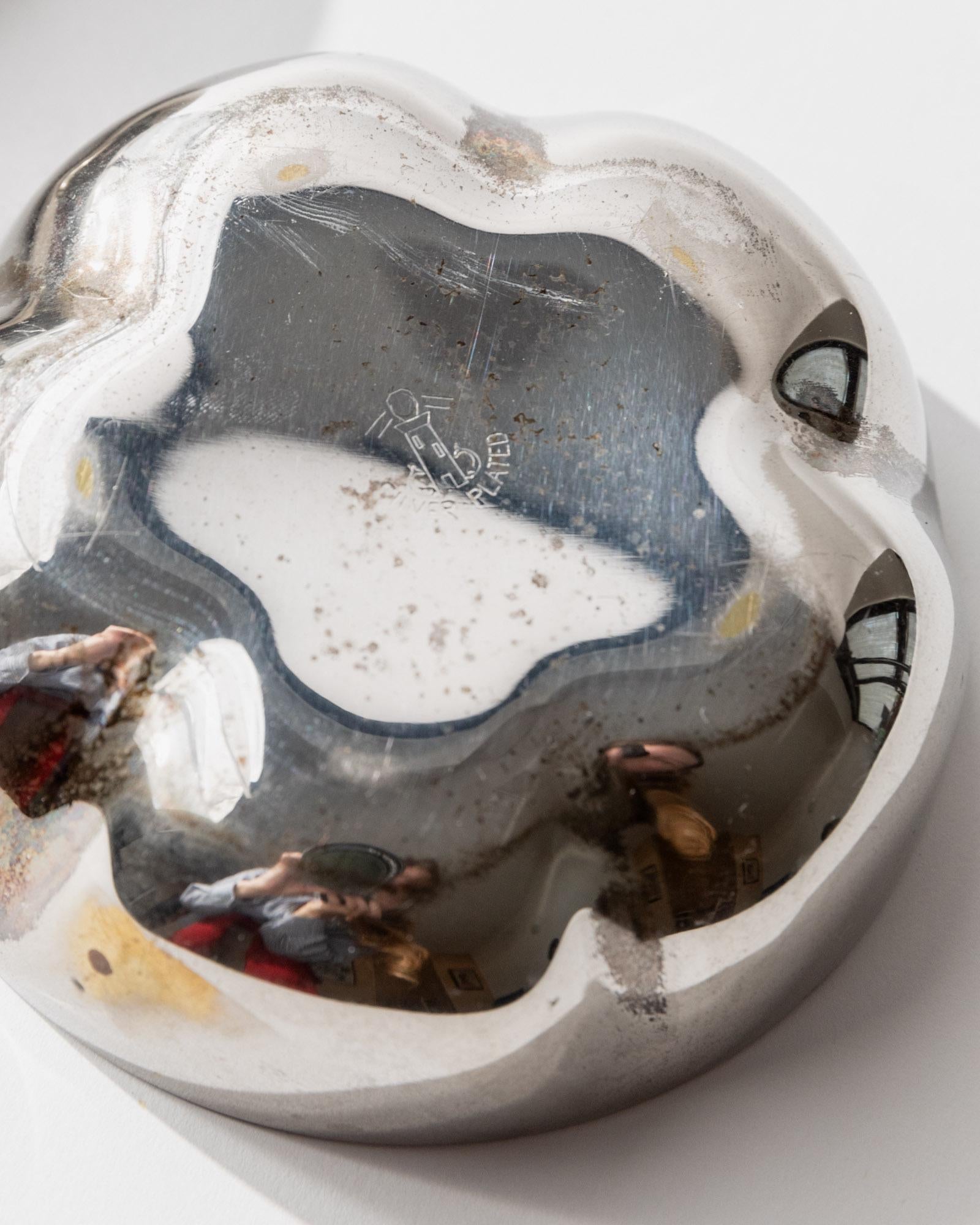 1970s Silver Plated Pumpkin Box — top view showing reflective surface