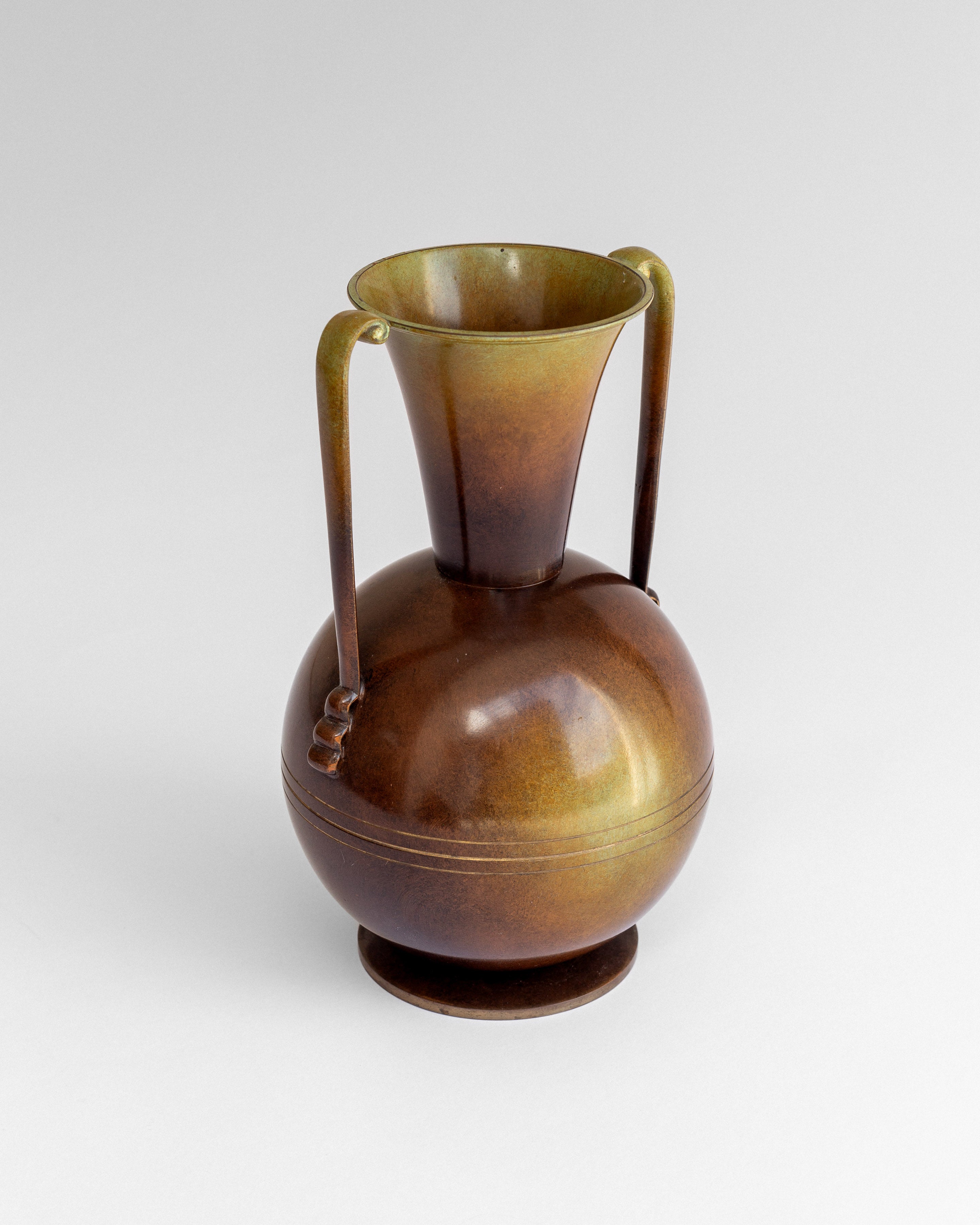Art Deco Bronze Patinated Amphora by Ystad-Metall, Sweden, 1930s — side angle