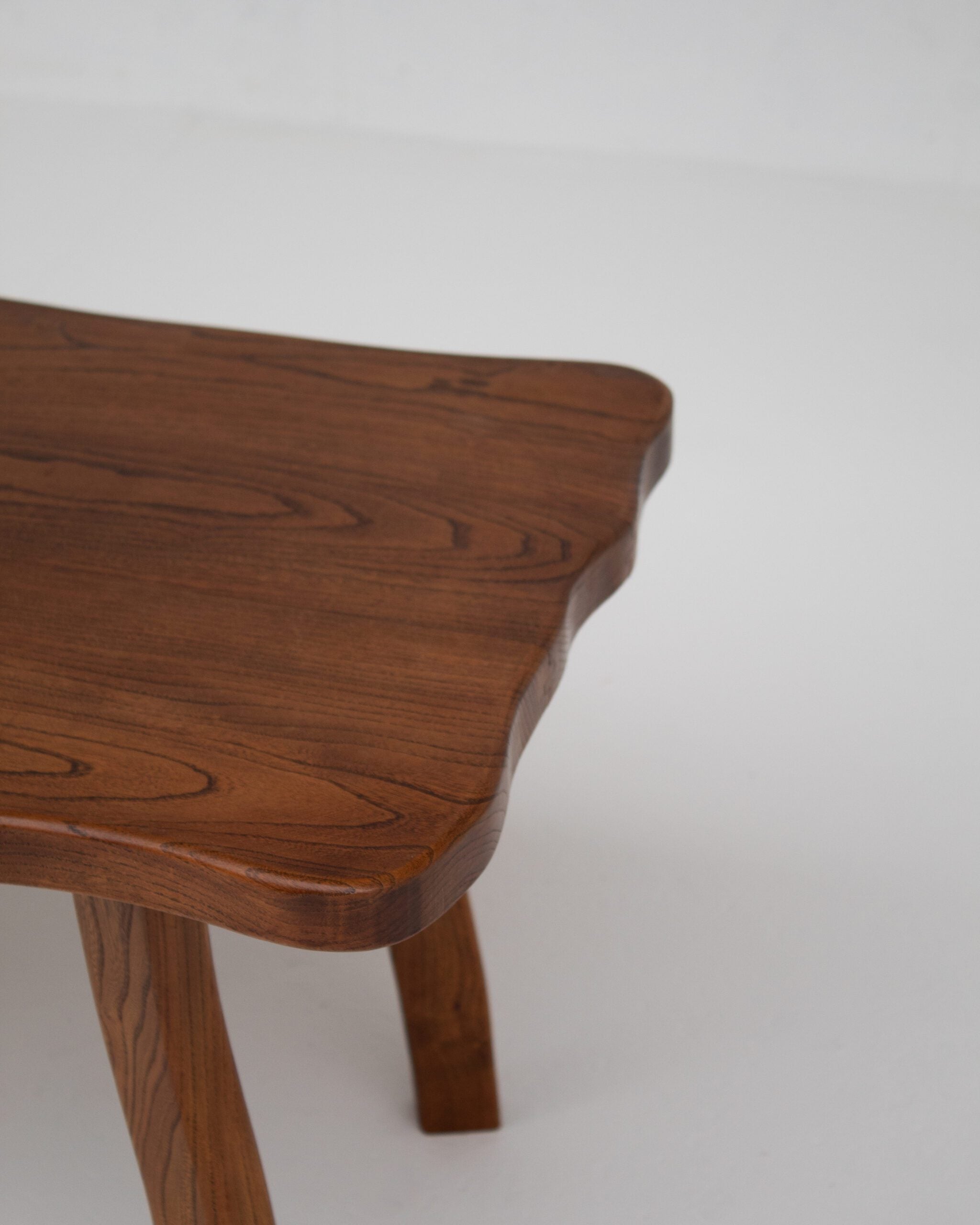 Handcrafted Sculptural Brutalist Solid Elm Side Table — in context