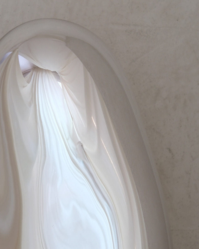 Standing Mirror Glass Sculpture No. 21 | color silver — close-up of reflective glass surface