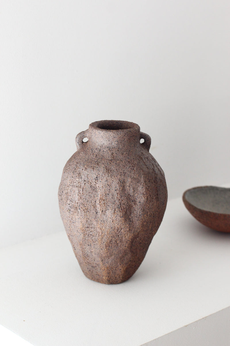 Stoneware Vase Ash 01 by CRIS GAGO | The Oblist — handcrafted brown stoneware