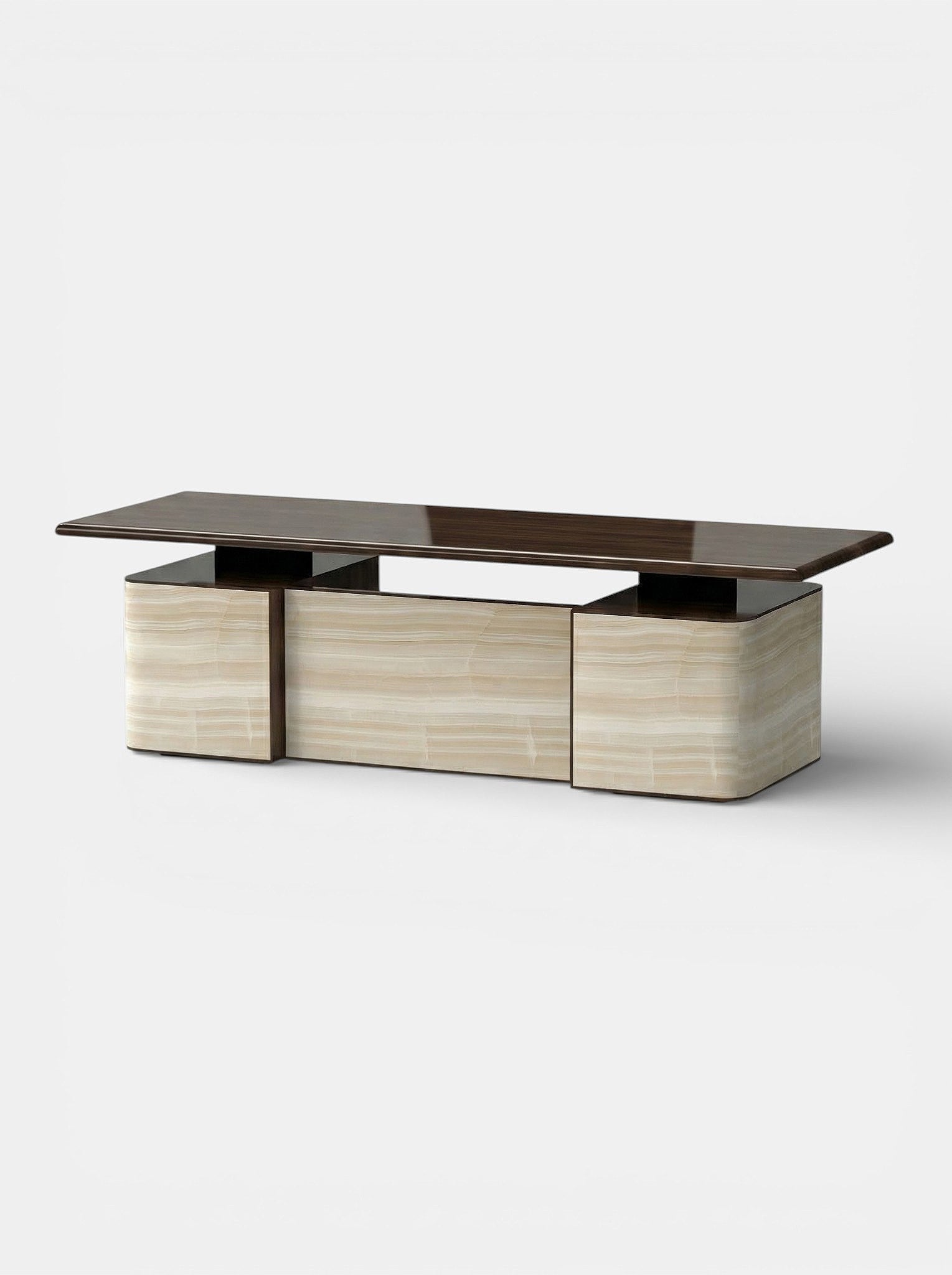 Holly Ivory Onyx And Wood Desk — side angle