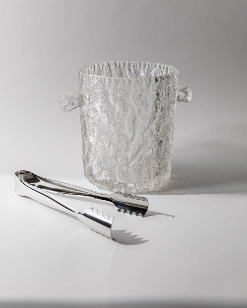 1970s Glass Ice Bucket by Bottega Jacobs | The Oblist — clear glass, vintage design