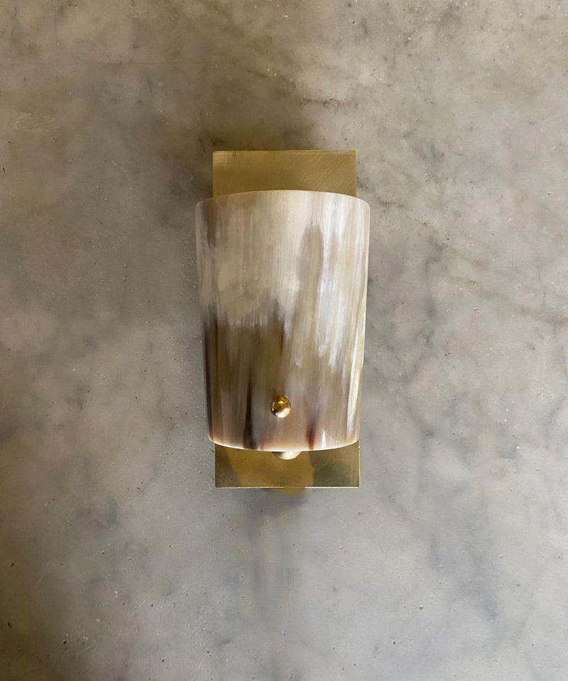 Arts and Crafts Wall Light in Oak and Horn by Charlotte Packe Studio | The Oblist — horn and brass materials