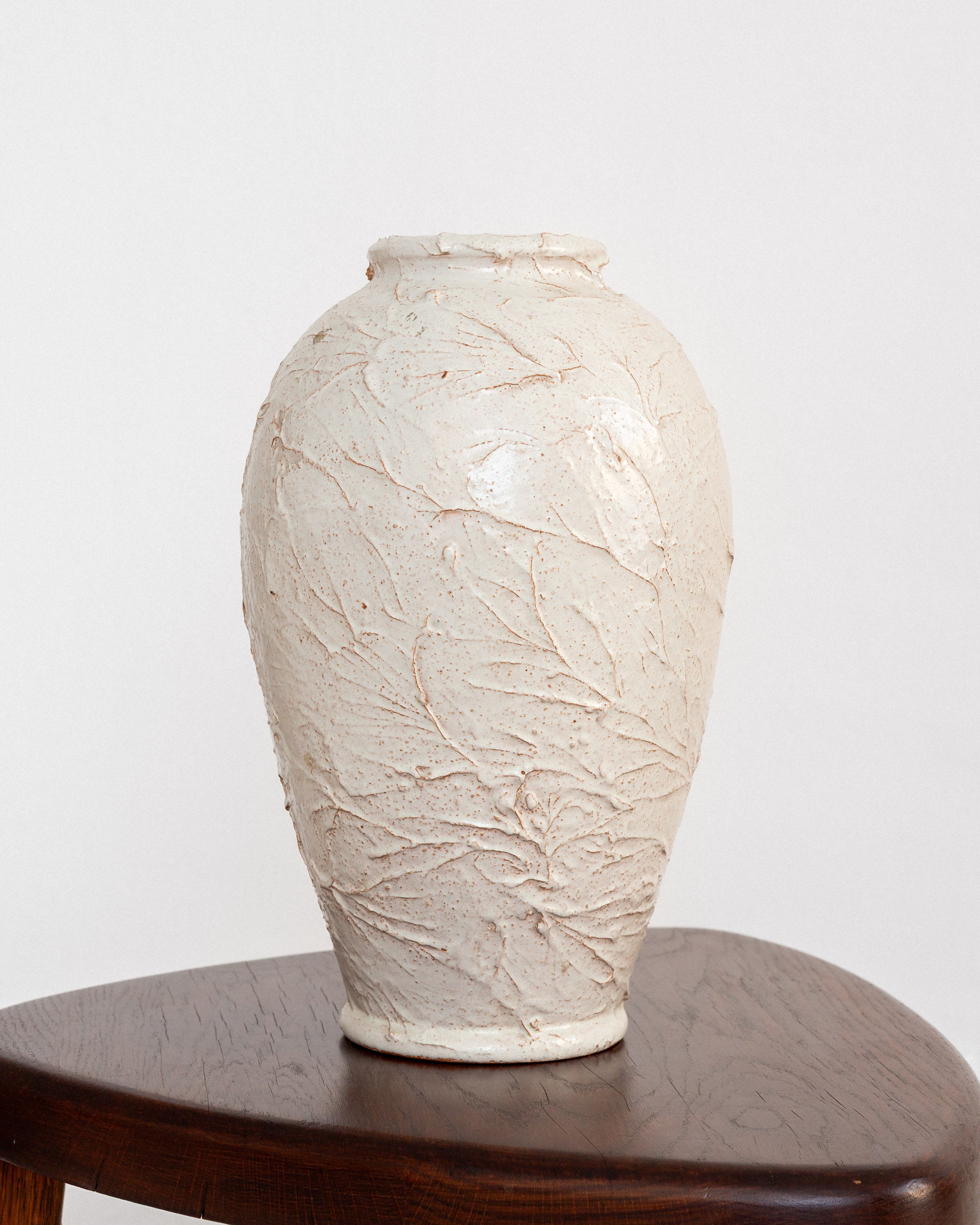 Large Textured Ceramic Vase, 1940s-50s Sweden — side view highlighting textured surface
