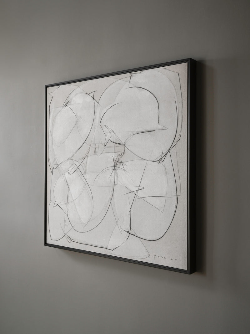 Abstract Graphite On Canvas Artwork — detail view