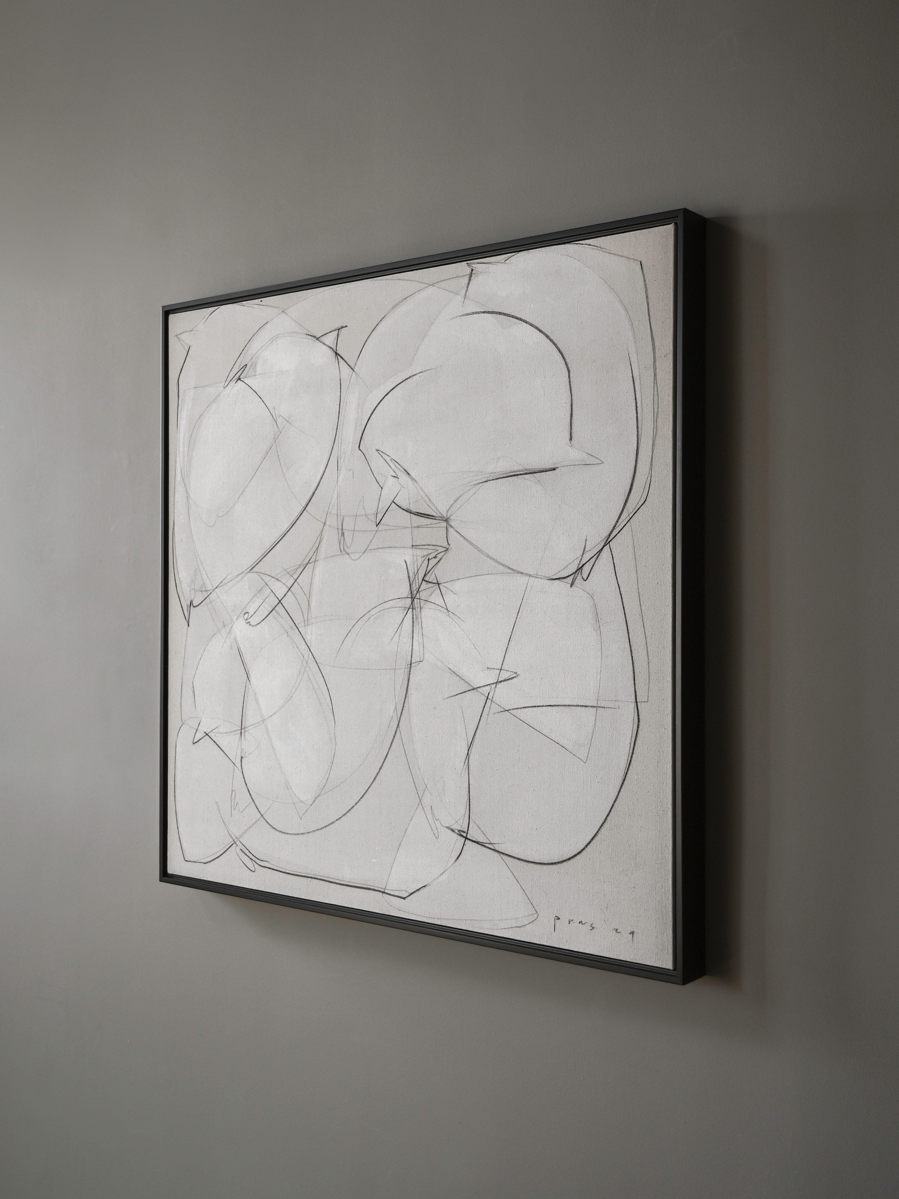 Abstract Graphite On Canvas Artwork — detail view