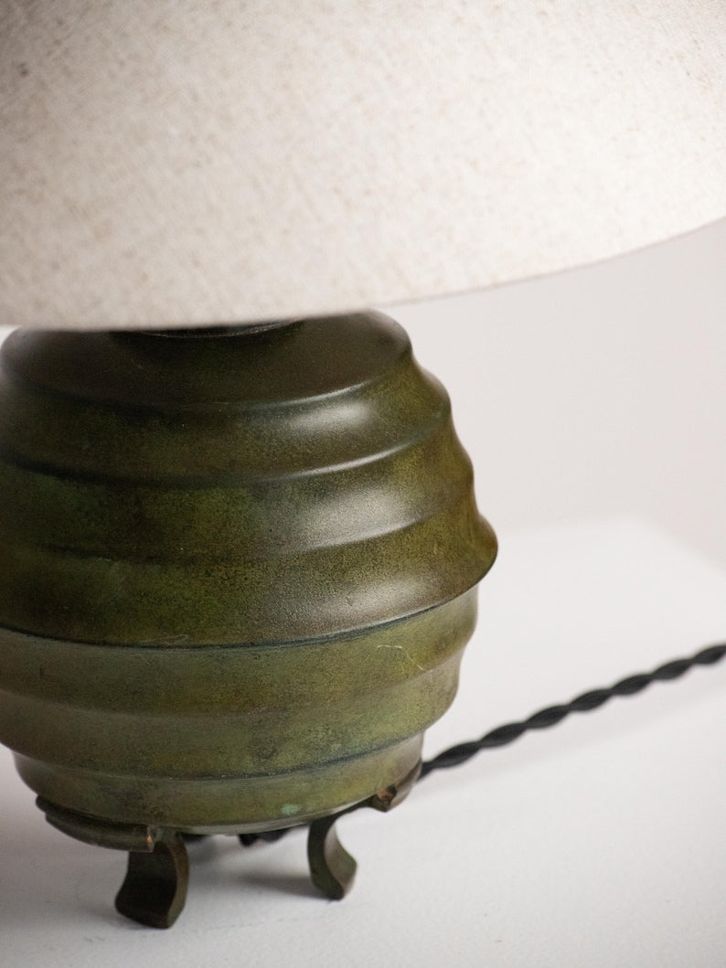 Art Deco Ribbed Metal Table Lamp — lifestyle setting
