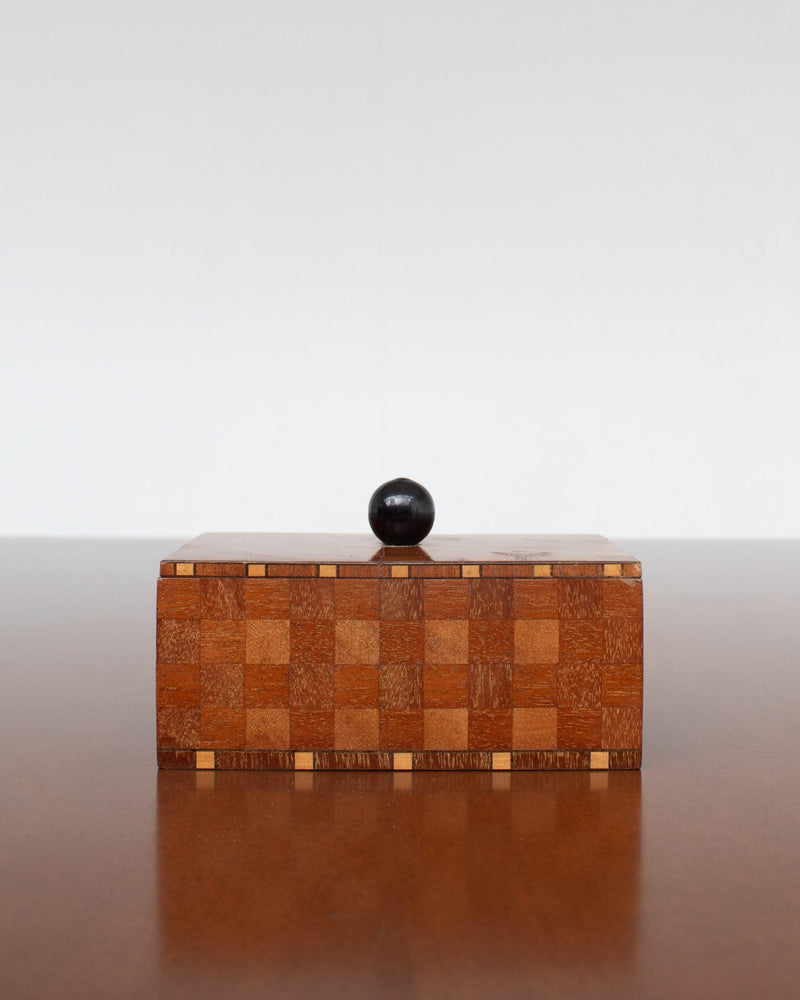 Art Deco Wooden Box with Geometric Pattern by Malata Antwerp | The Oblist