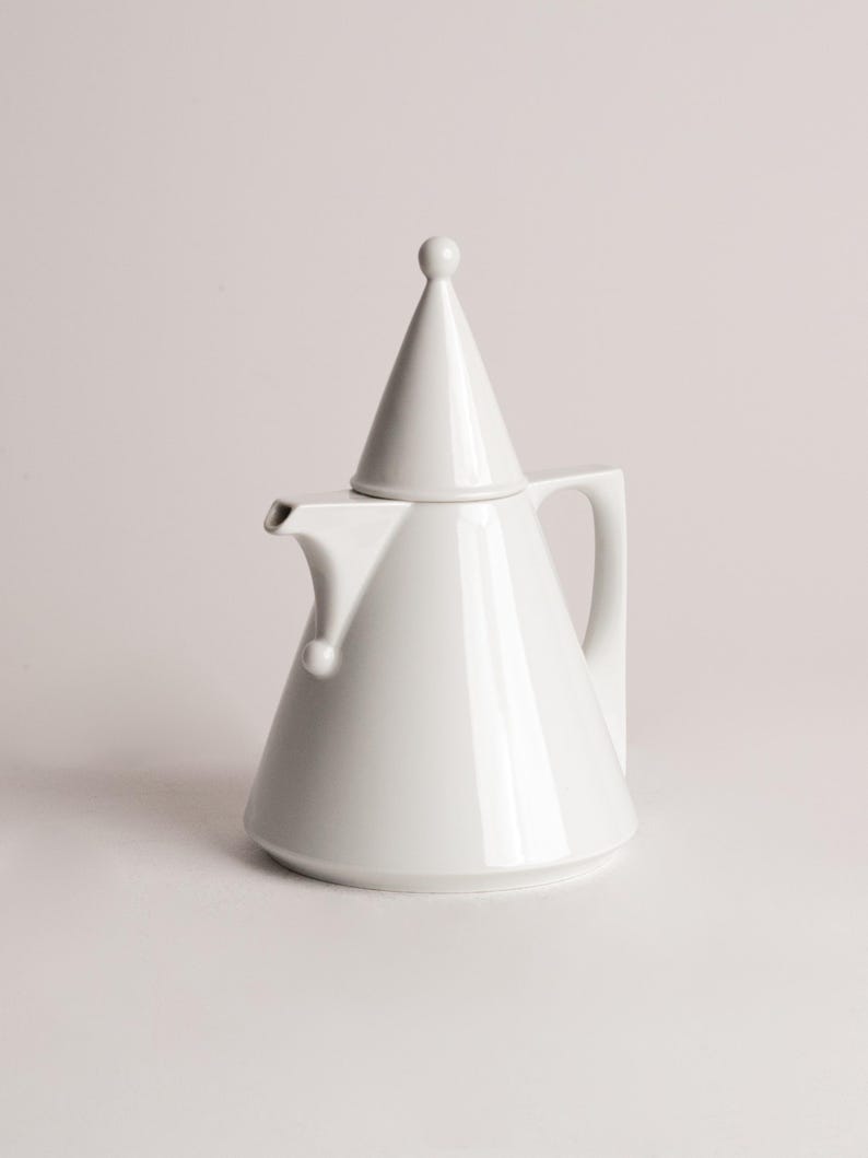 Edelstein Bavaria Coffee Pot Set White Porcelain Mid Century Modernist Design — close-up