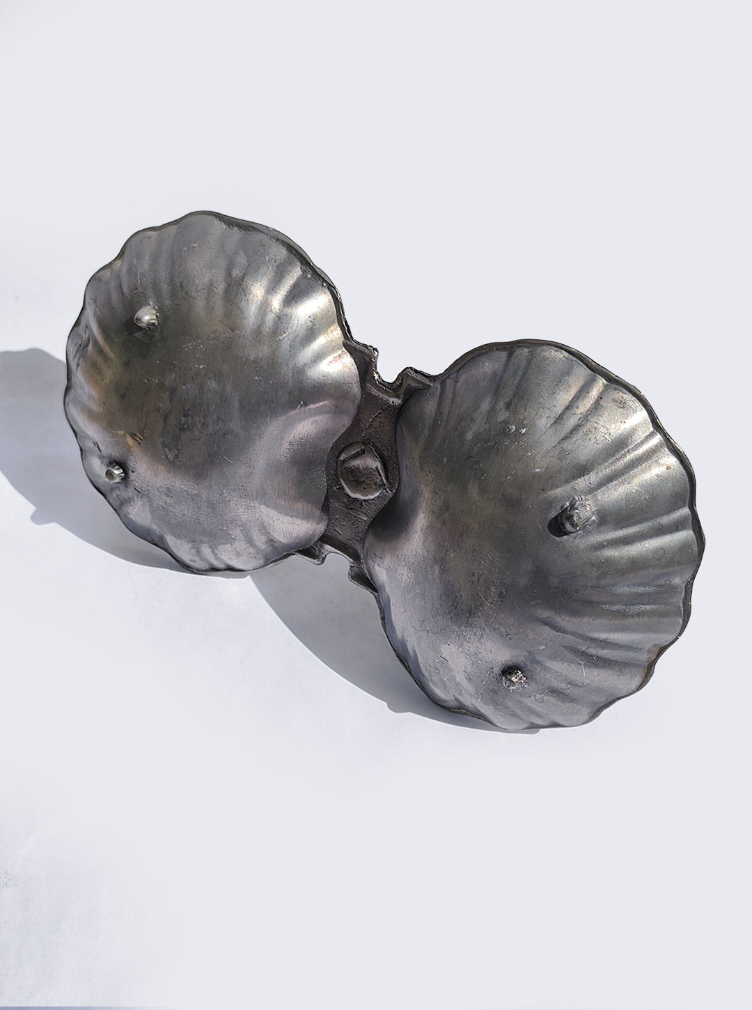 Pewter Shell Double Tray — side angle