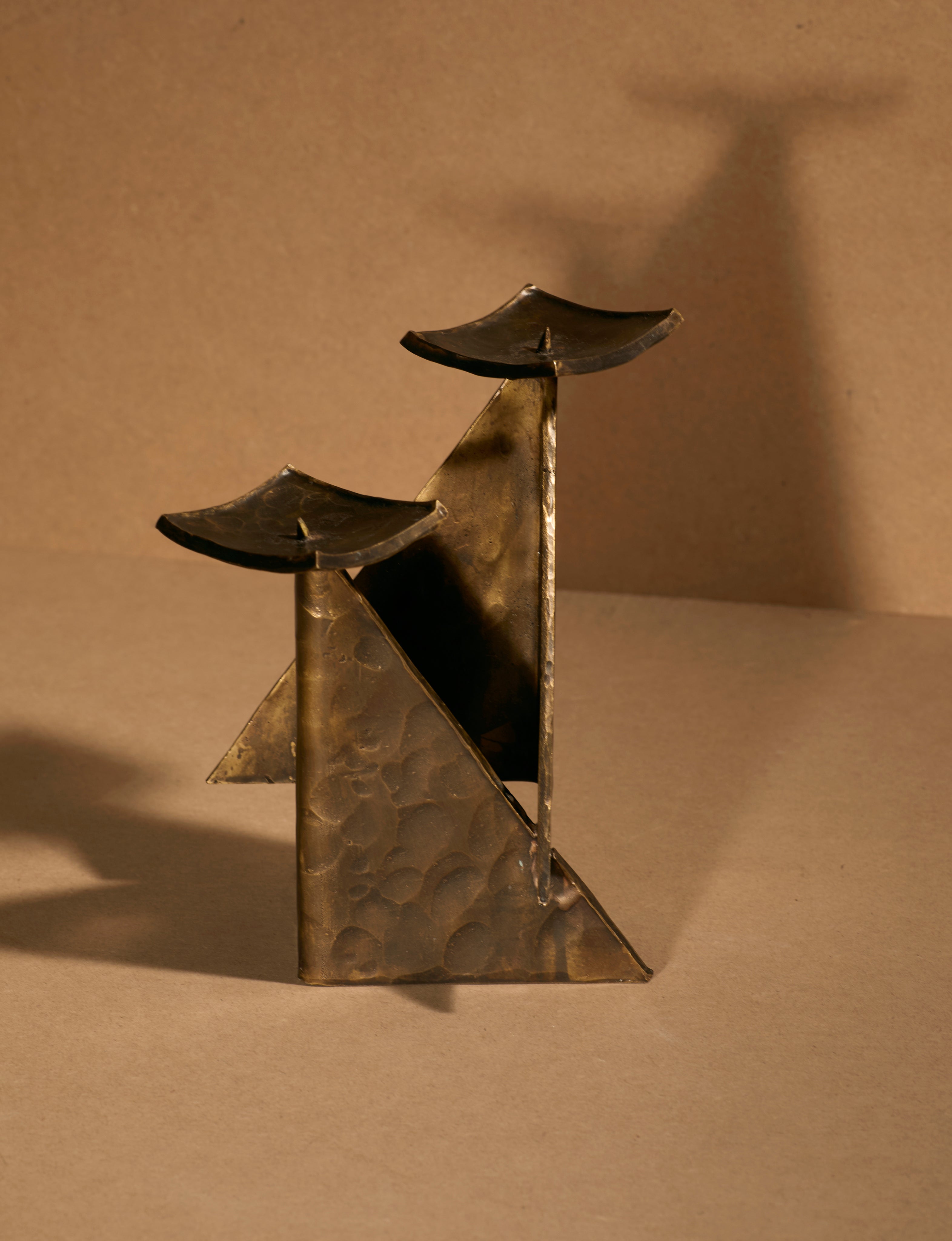 Vintage Candle Holder in Bronze - Artisanal Collection — side angle