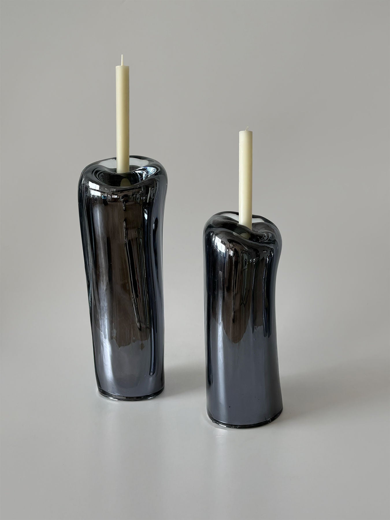 Lumos Smoke Candle Holders by HOMA | The Oblist — handcrafted glass, dark gray finish