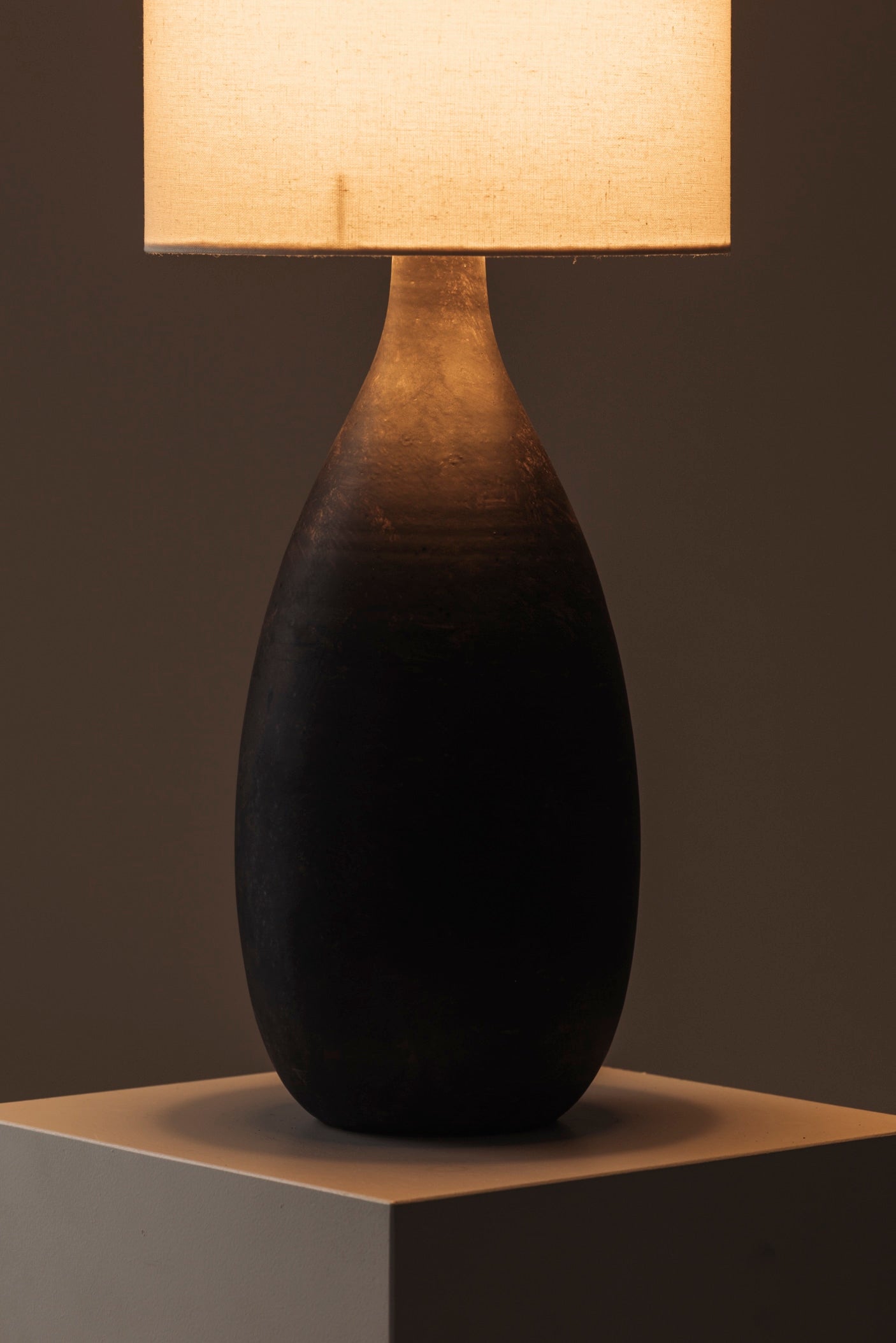 Sculptural Ceramic Table Lamp from Sweden, 1960s — top view of dark ceramic base