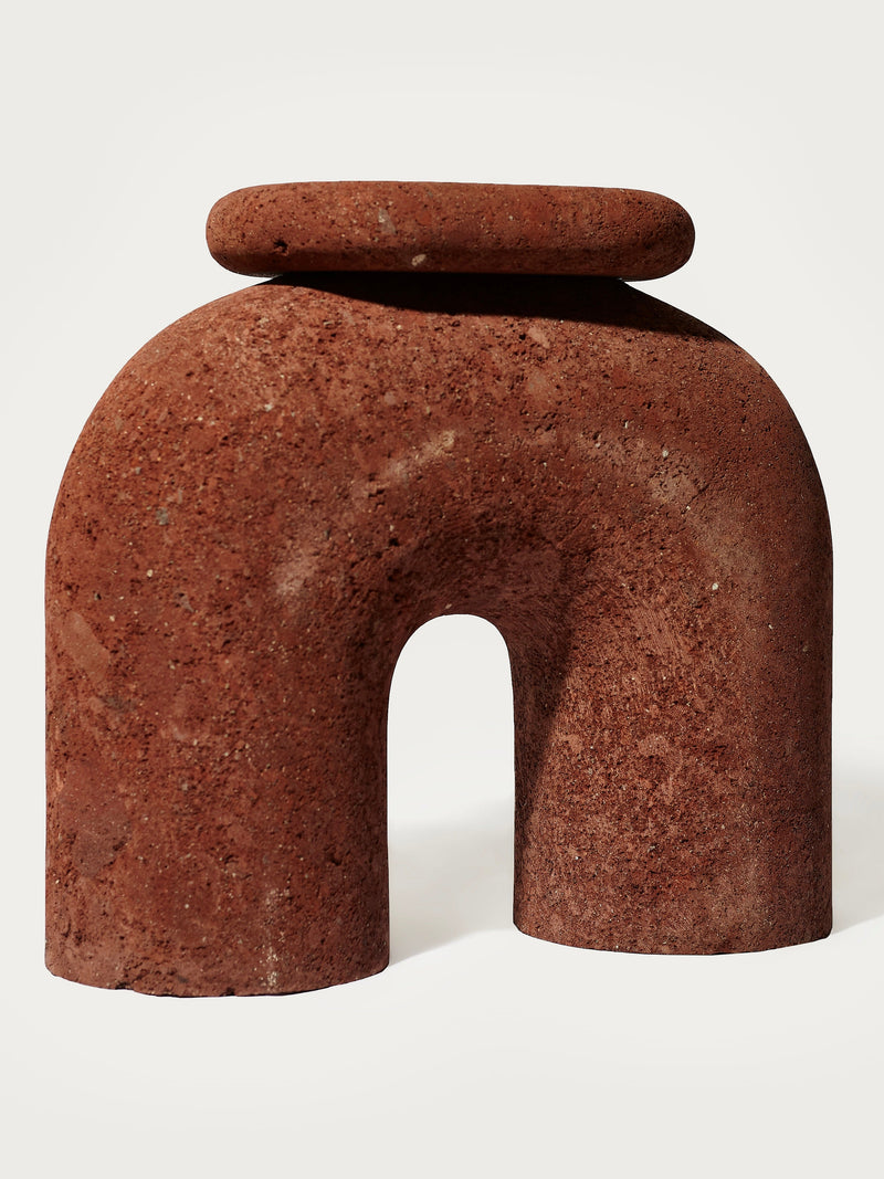 Neolithic' Stool by Panorammma | The Oblist — handcrafted terracotta, earthy red color