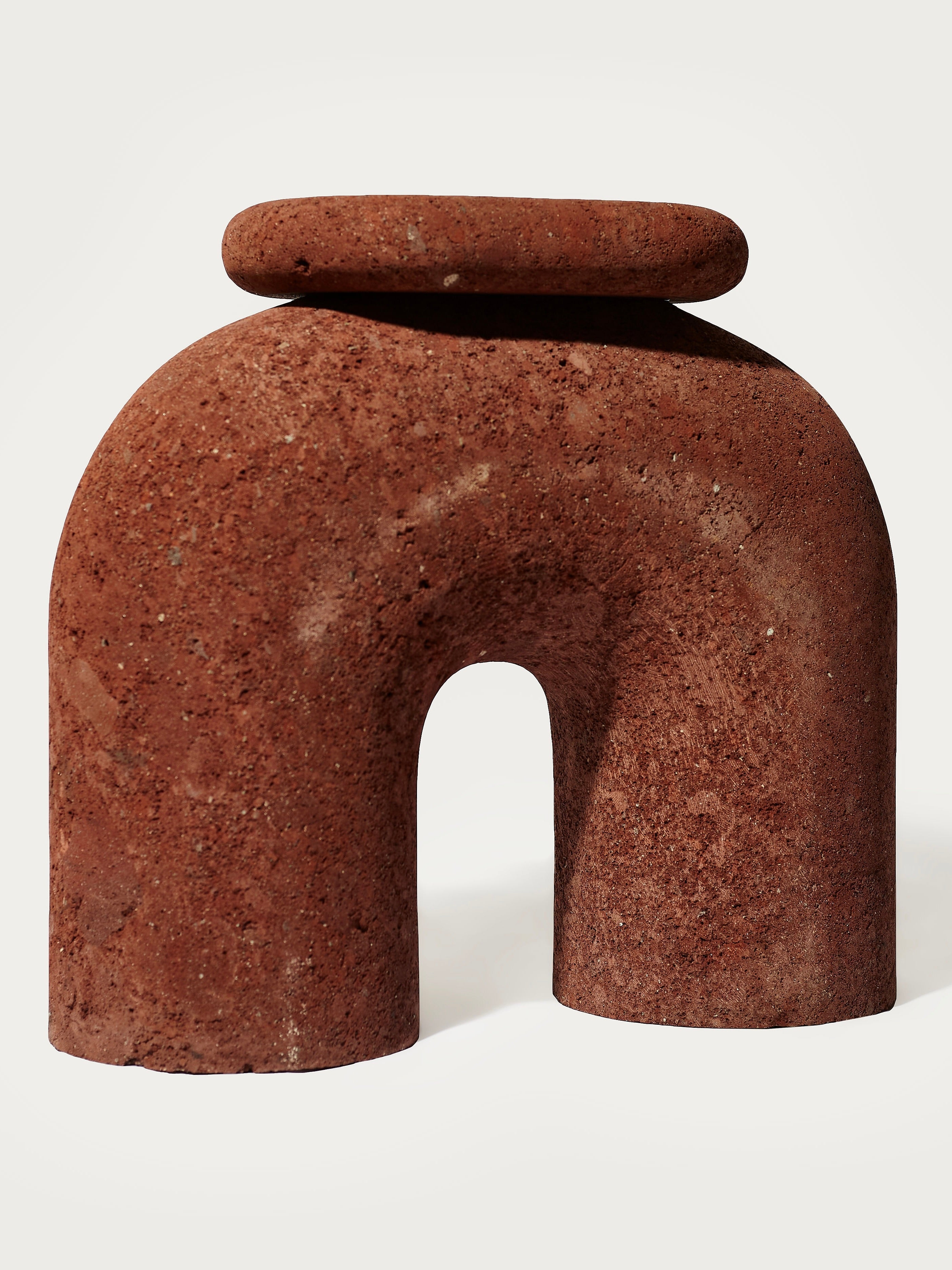 Neolithic' Stool by Panorammma | The Oblist — handcrafted terracotta, earthy red color