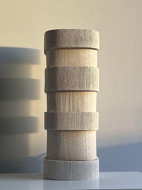 Contemporary Table Lamp in Ceramic — side angle showing textured surface