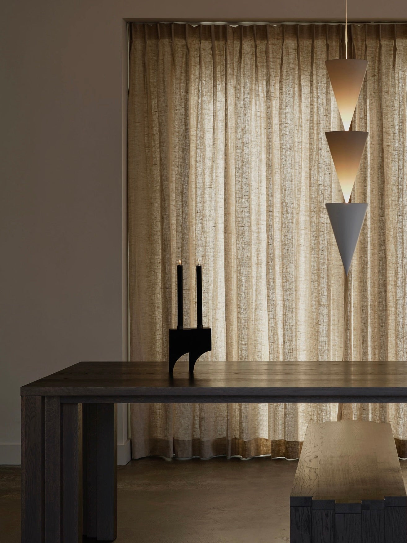 Acer Candle Holder R:2 — black candle holder on wooden table