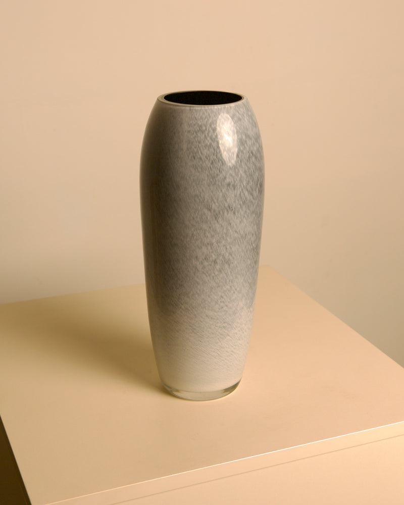 Italian Murano Glass Vase, Speckled Grey Satin Finish, 1980s — detail view