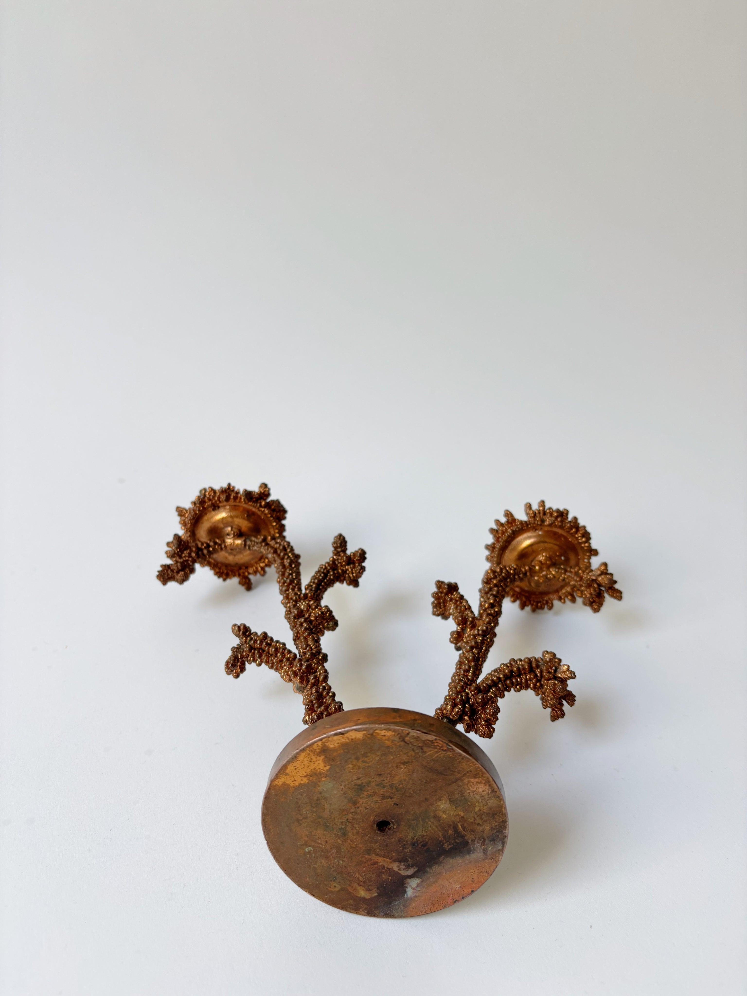 Metal Coral Form Candlestick, Brutalist Folk Art Poland — alternate view