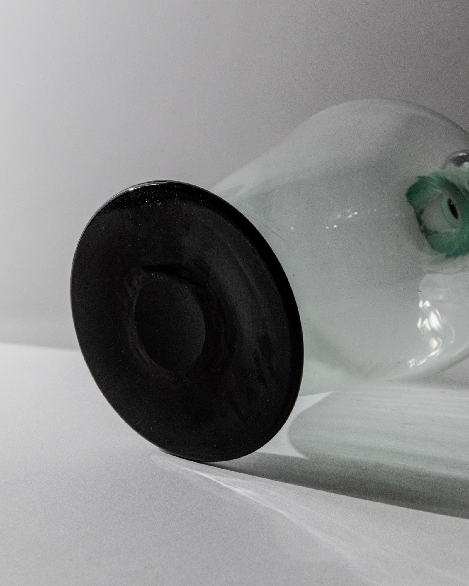 1960s Murano Glass Decanter — close-up of black glass base