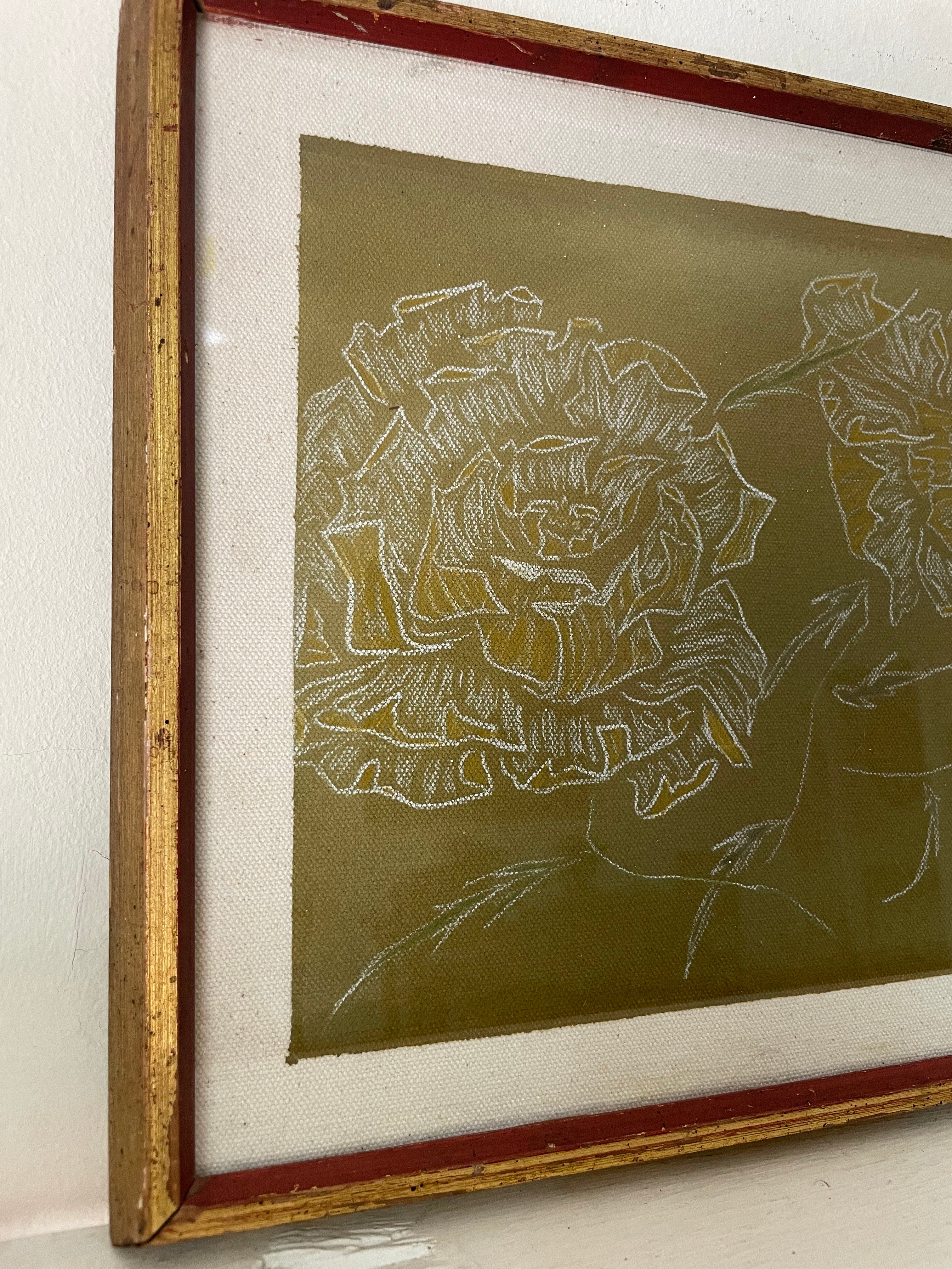Mustard Peony Original Painting — close-up