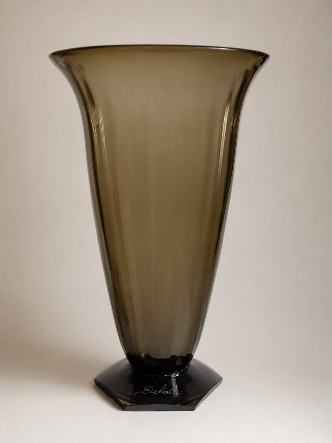 Monumental Delatte Nancy Art Deco Trumpet Vase | France, c. 1930s — detail view