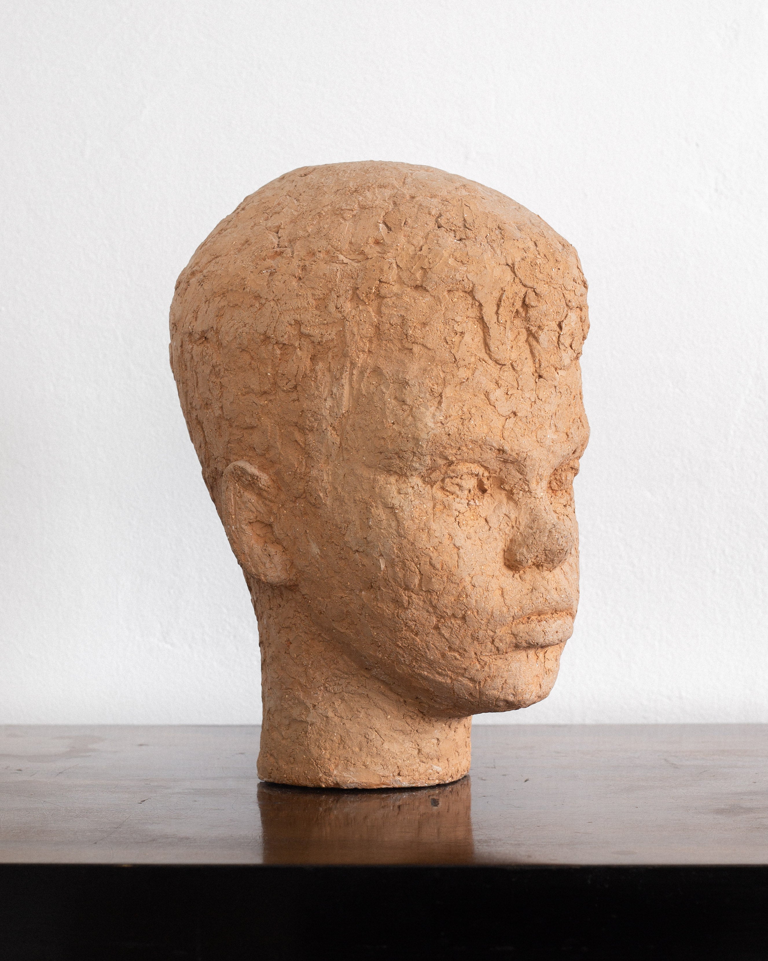 Mid Century Terracotta Sculpture by Birgit Wiberg-Stefelt, Sweden, 1950s — side profile showing textured terracotta surface
