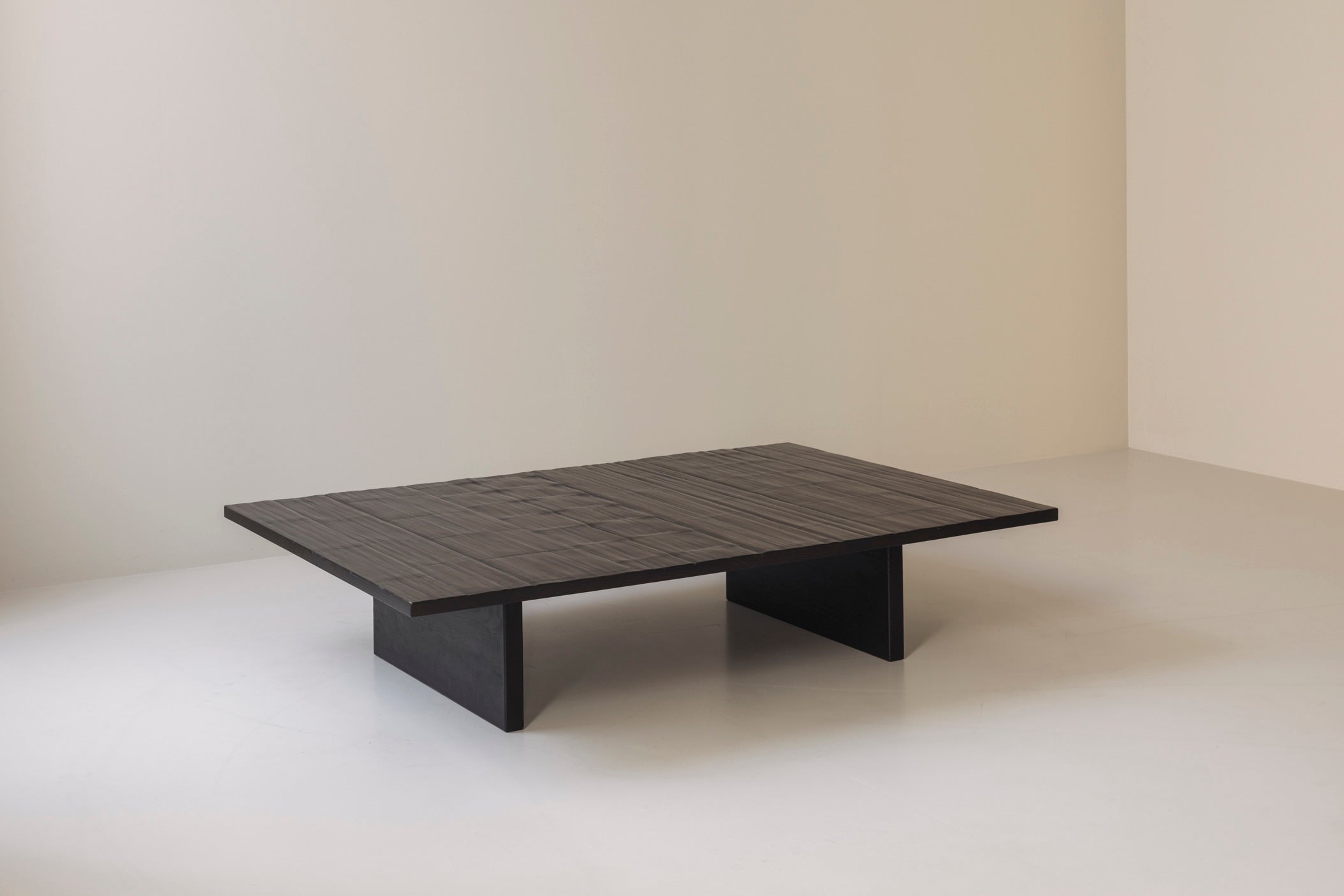Large rectangular bamboo coffee table by Axel Vervoordt, 1980s. — side angle