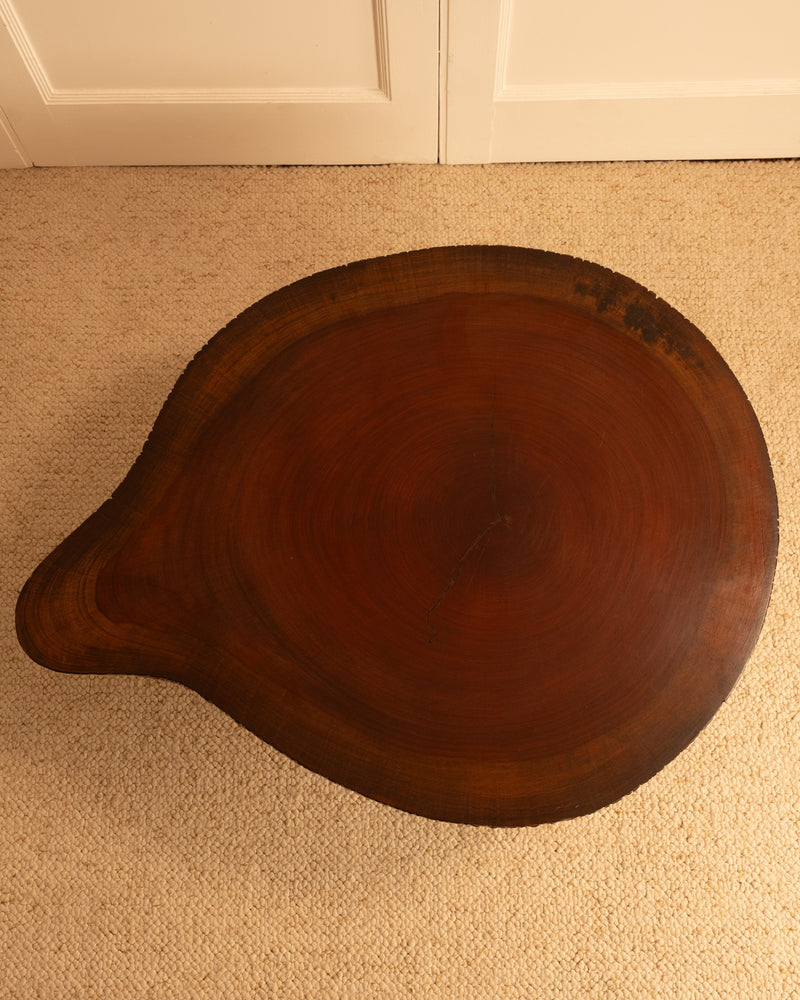 Spanish walnut drop-leaf coffee table showing natural wood grain