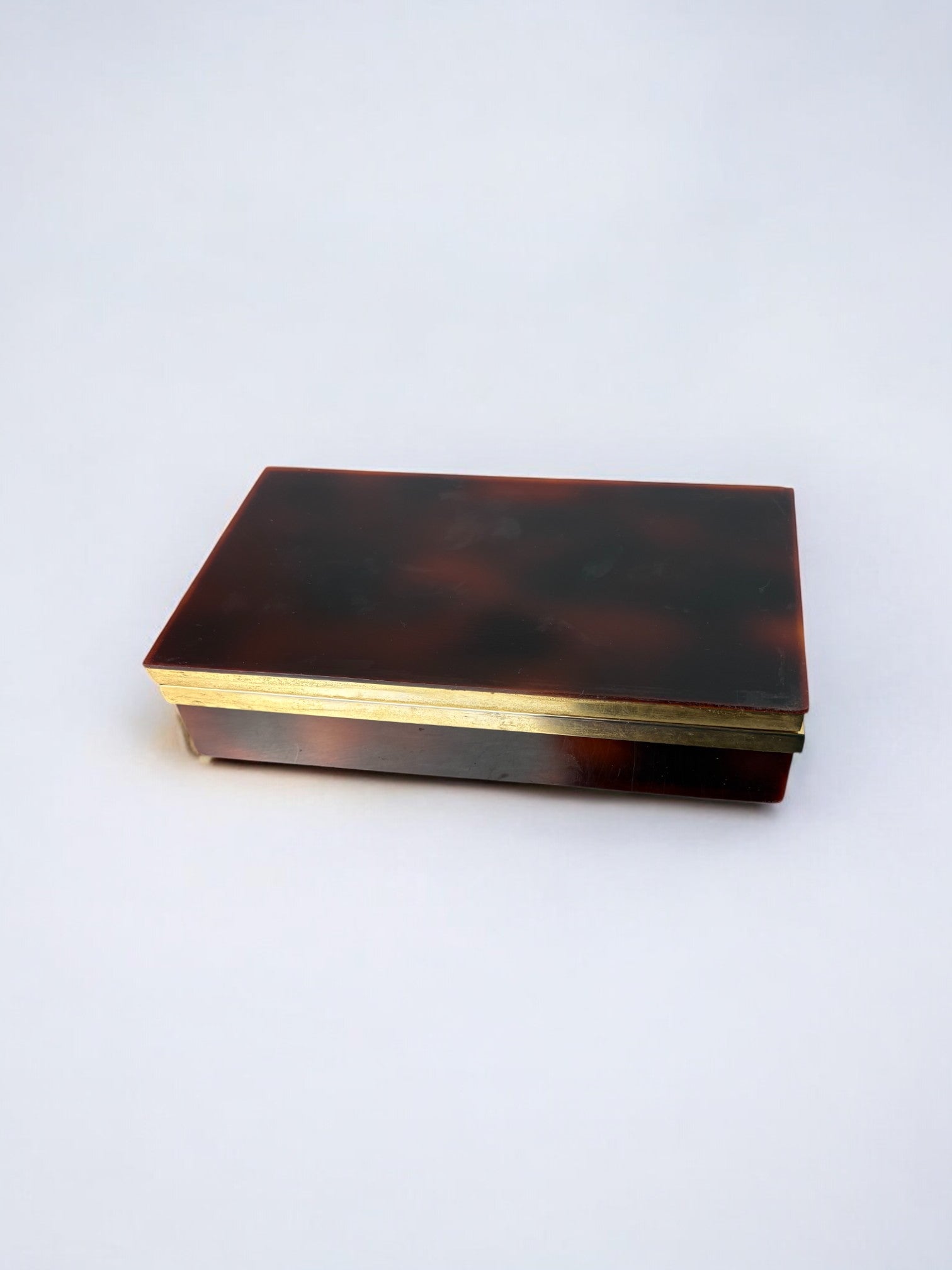 Faux Tortoise Shell Dior vanity box, Italy, 1970's — lifestyle setting