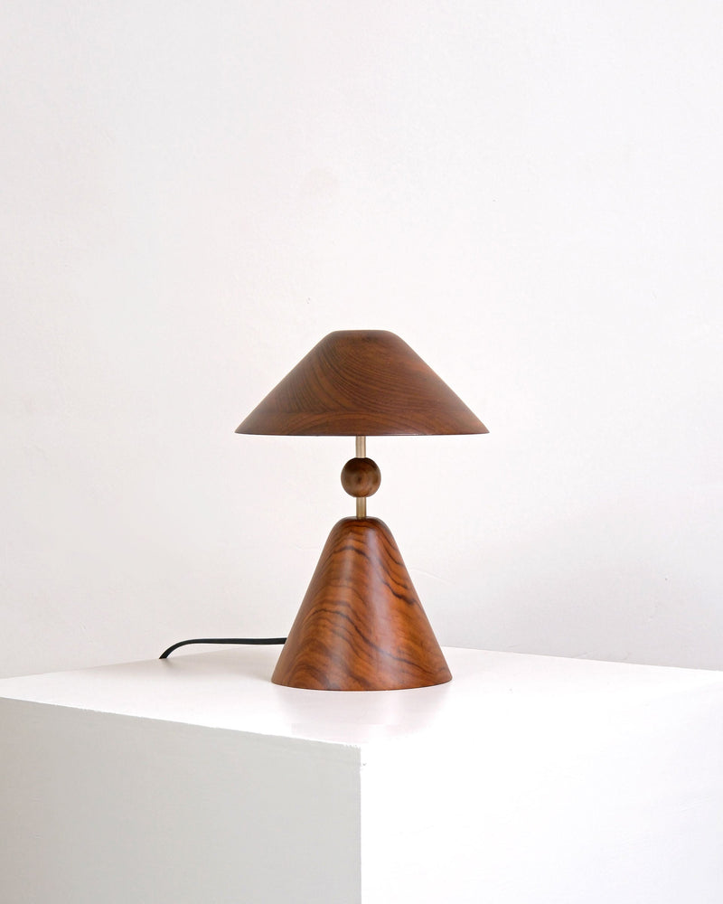 Teak Wood Table Lamp by Studio Indigene | The Oblist — handcrafted wood design