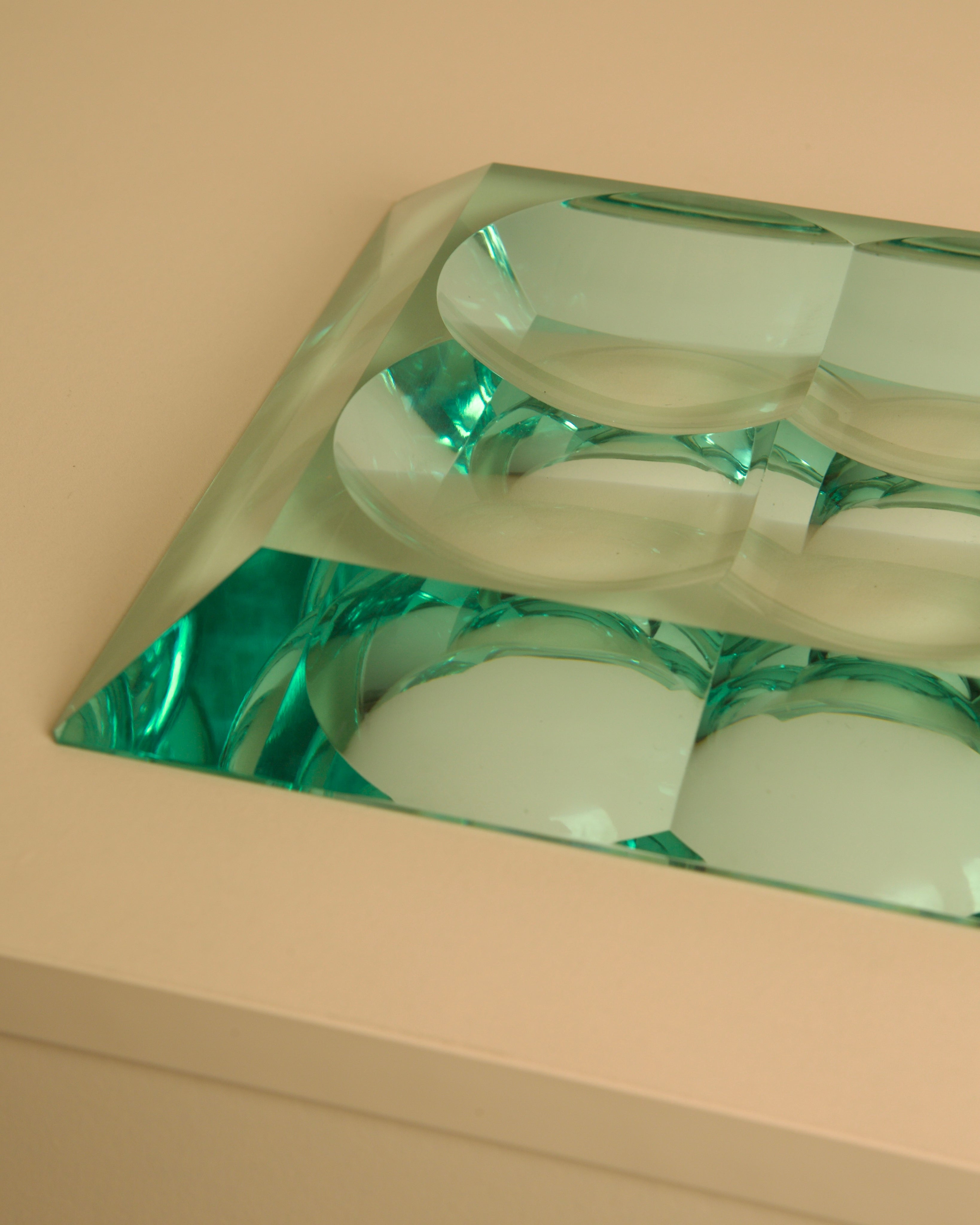 Quadrifoglio Glass Trinket Tray by Fontana Arte, 1970s — angled view on neutral surface