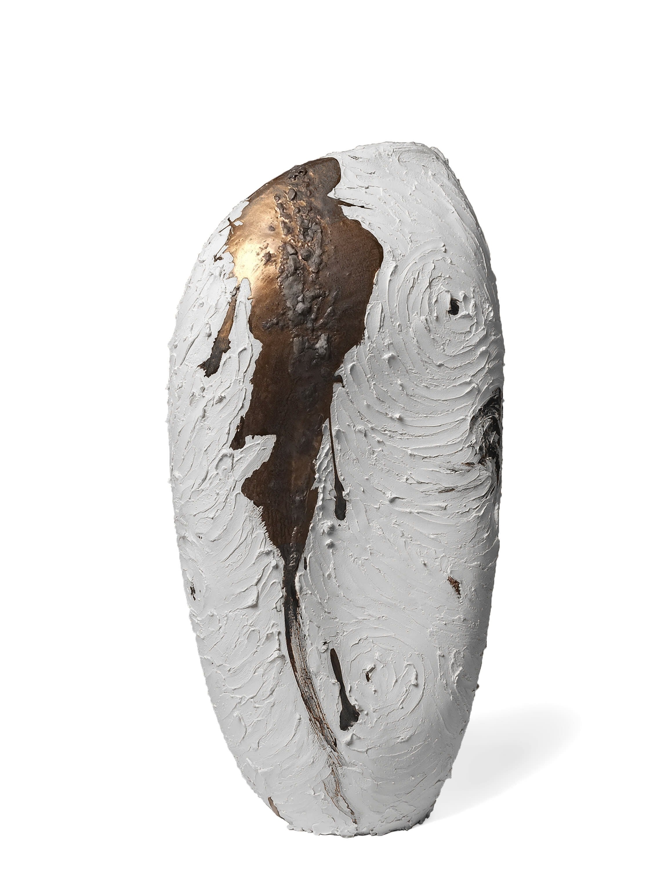 Contemporary Sculptural Vessel - White & Gold Collection - No. 130 — detail view