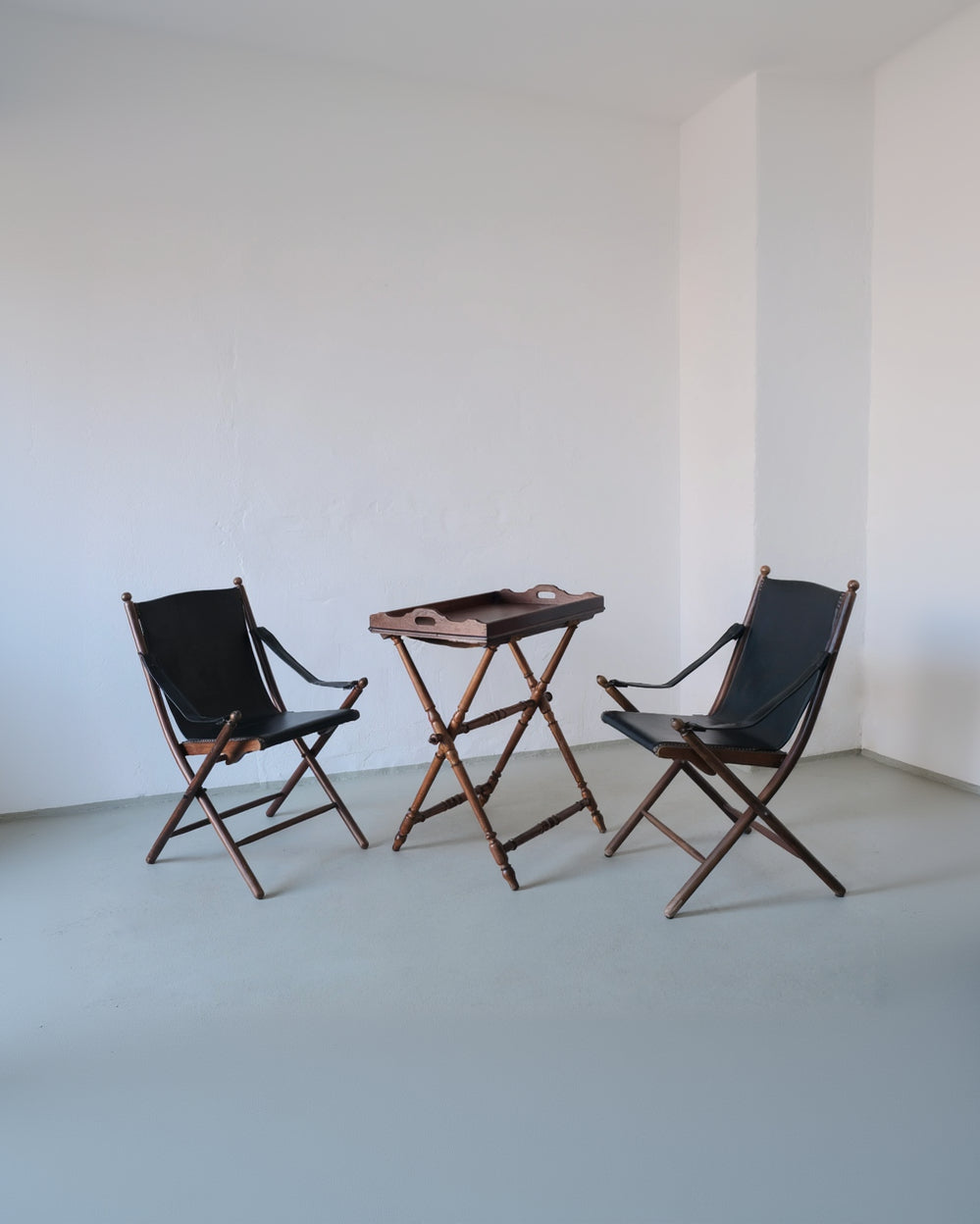 Vintage Folding Chair and Tray Table Set | Campaign Style  by Veter Vintage | The Oblist