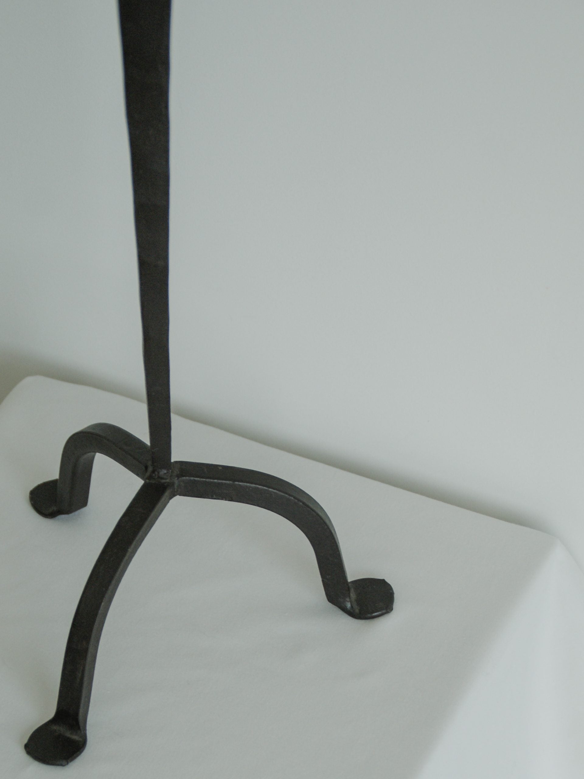 Brutalist Tall Metal Candlestick — side angle