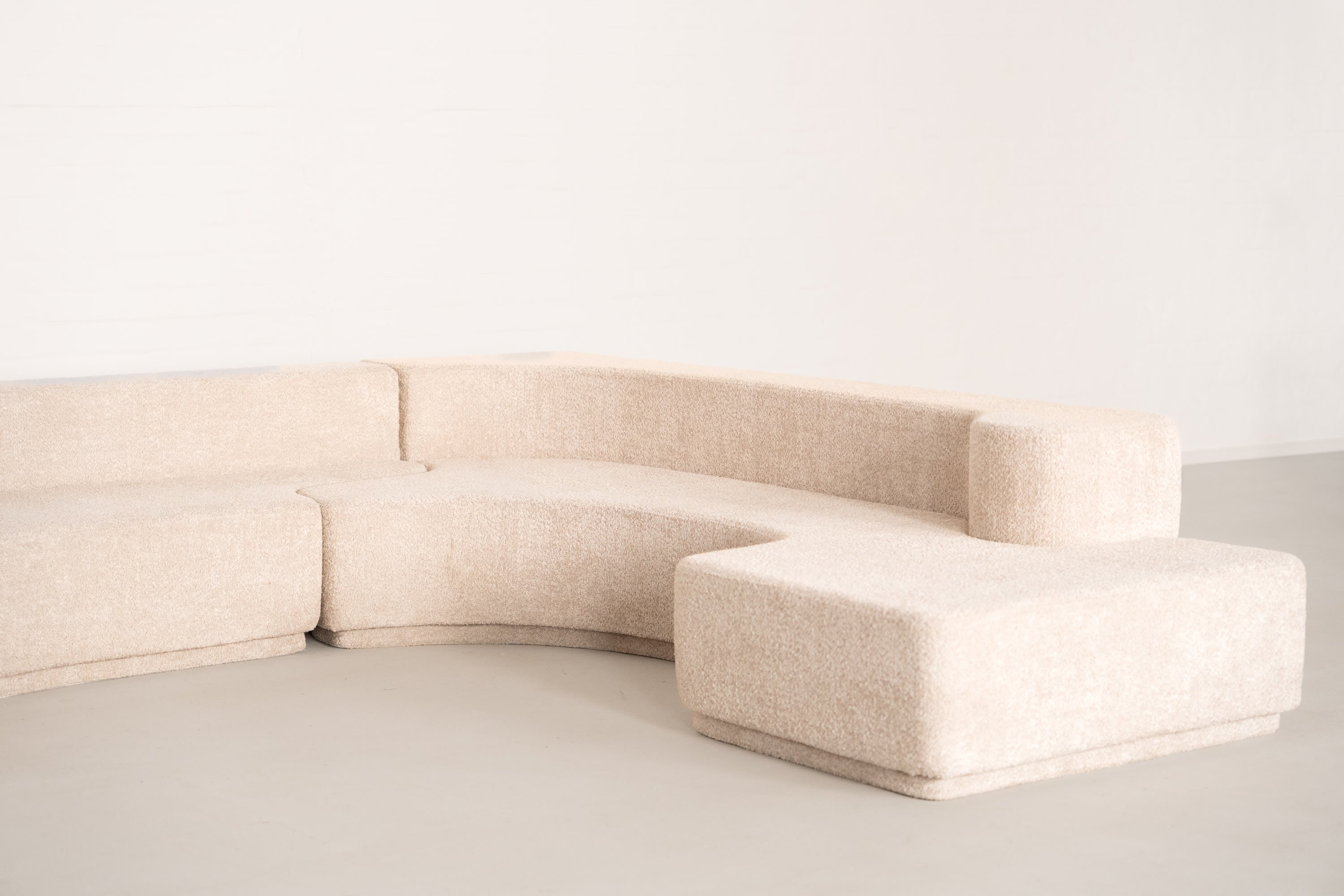 Lara Modular Sofa by Roberto Pamio, Renato Toso and Noti Massari for Stilwood — angled view of beige textured upholstery