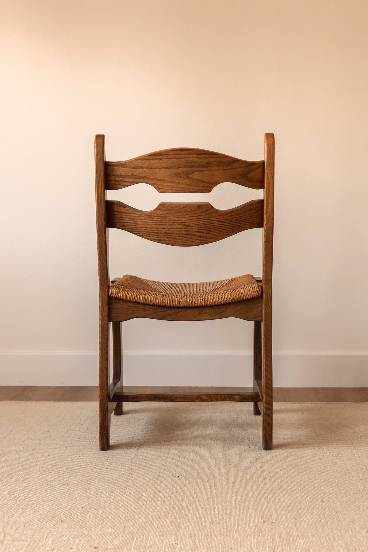 Set of Six French Oak Razor-Back Chairs by Guillerme et Chambron, c.1960 — alternate view
