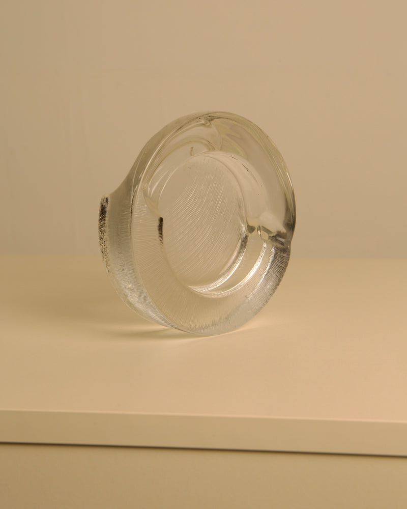 Clear glass Azteca ashtray by Fabio Frontini vintage 1960s design