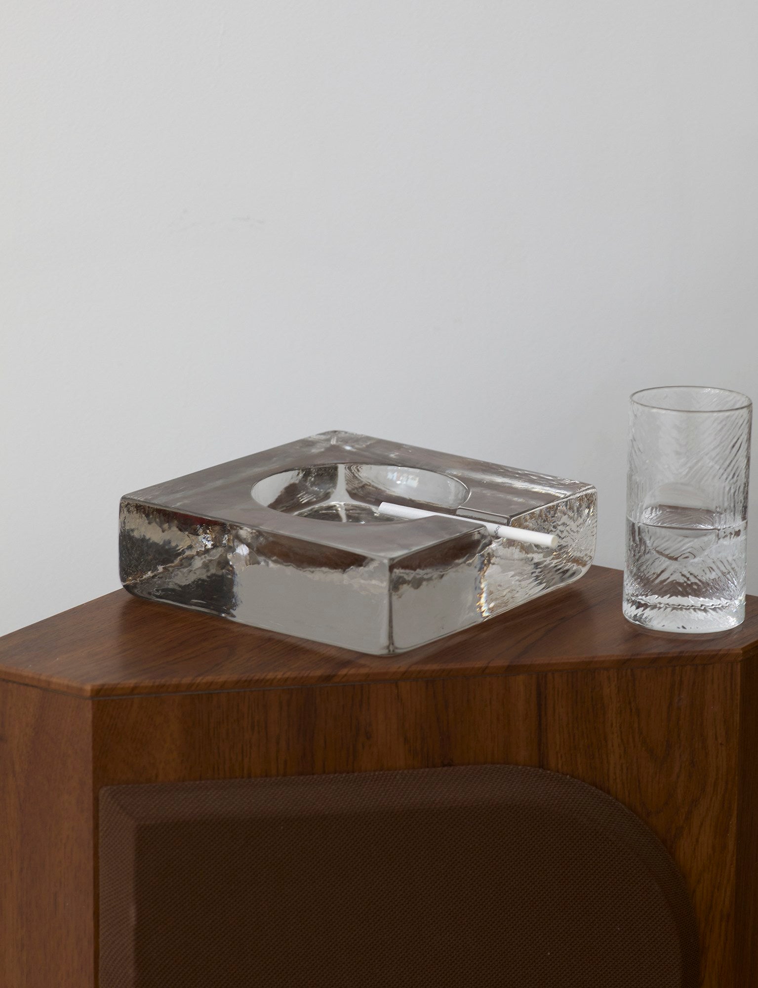 Vintage big and heavy mold-pressed glass ashtray c. 1970. — alternate view